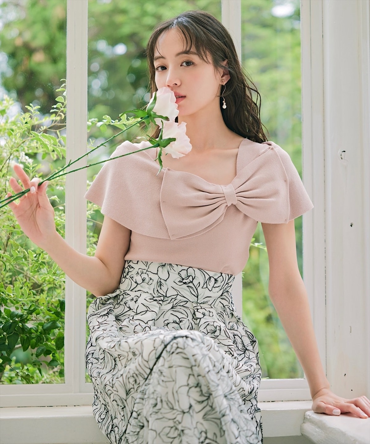 リボンディテールニットプルオーバー