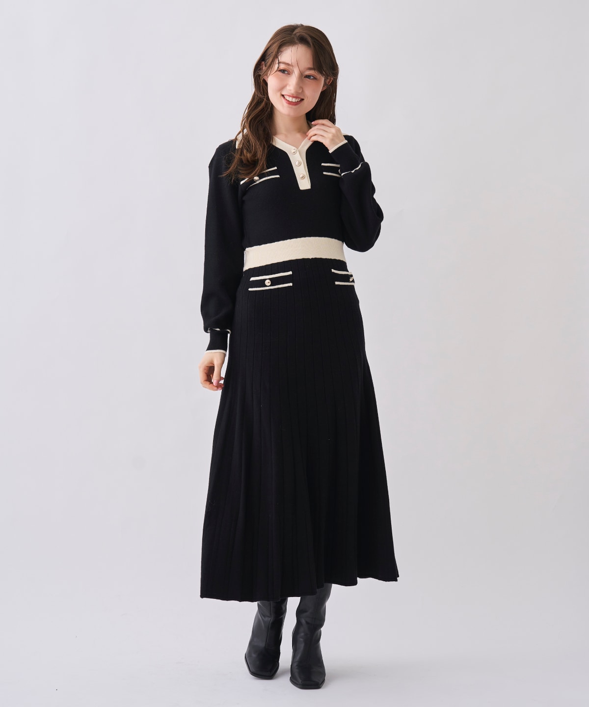 【12/5(Fri)発売開始】配色ポロニットワンピース