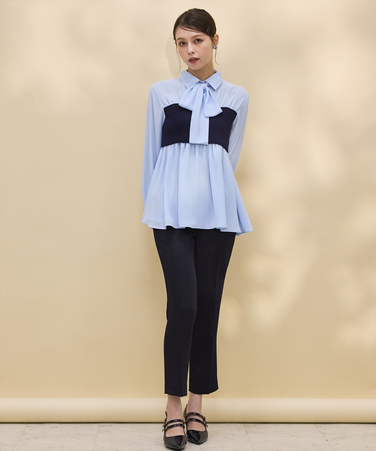 ニットビスチェドッキングボウタイチュニック