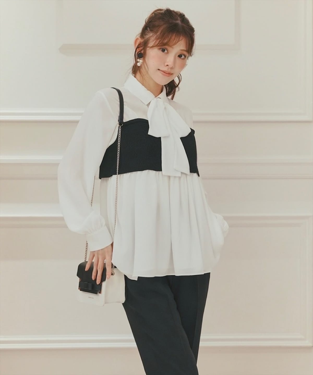 ニットビスチェドッキングボウタイチュニック