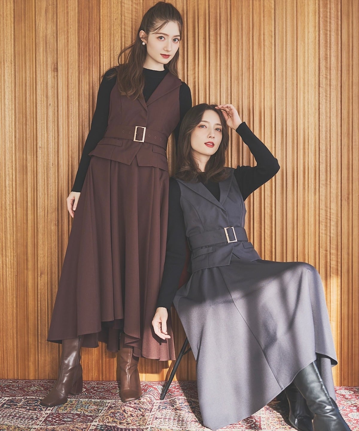 ジレアシメワンピースセットアップ