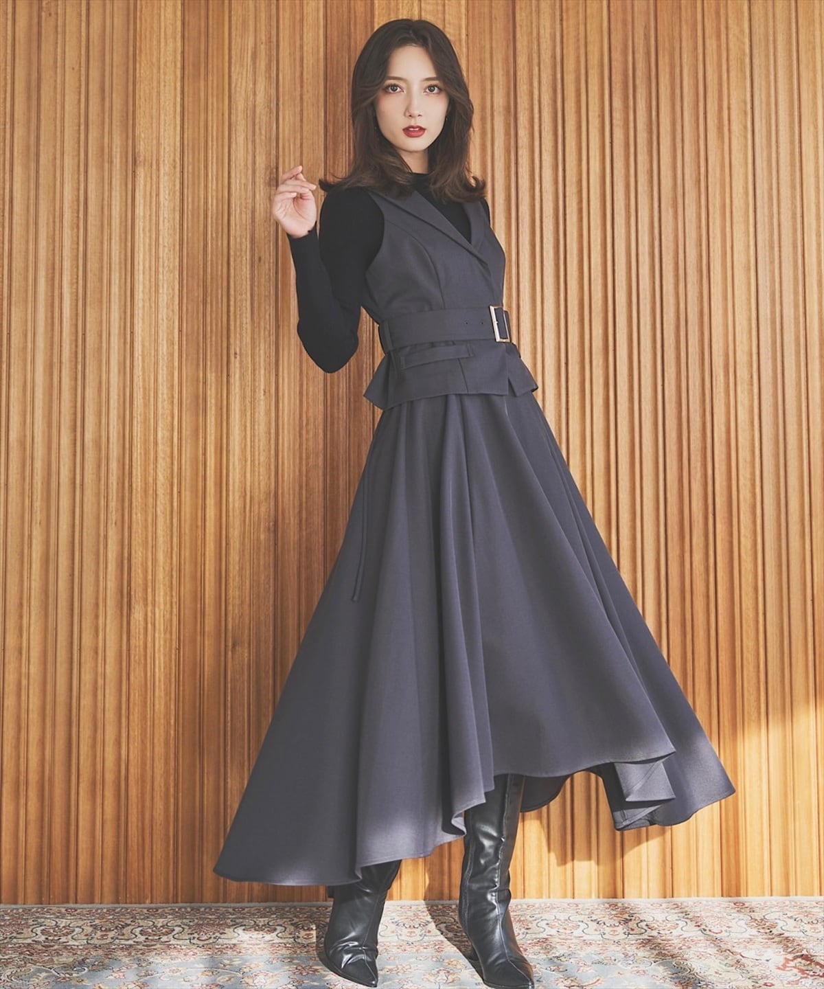 【予約受付中】ジレアシメワンピースセットアップ