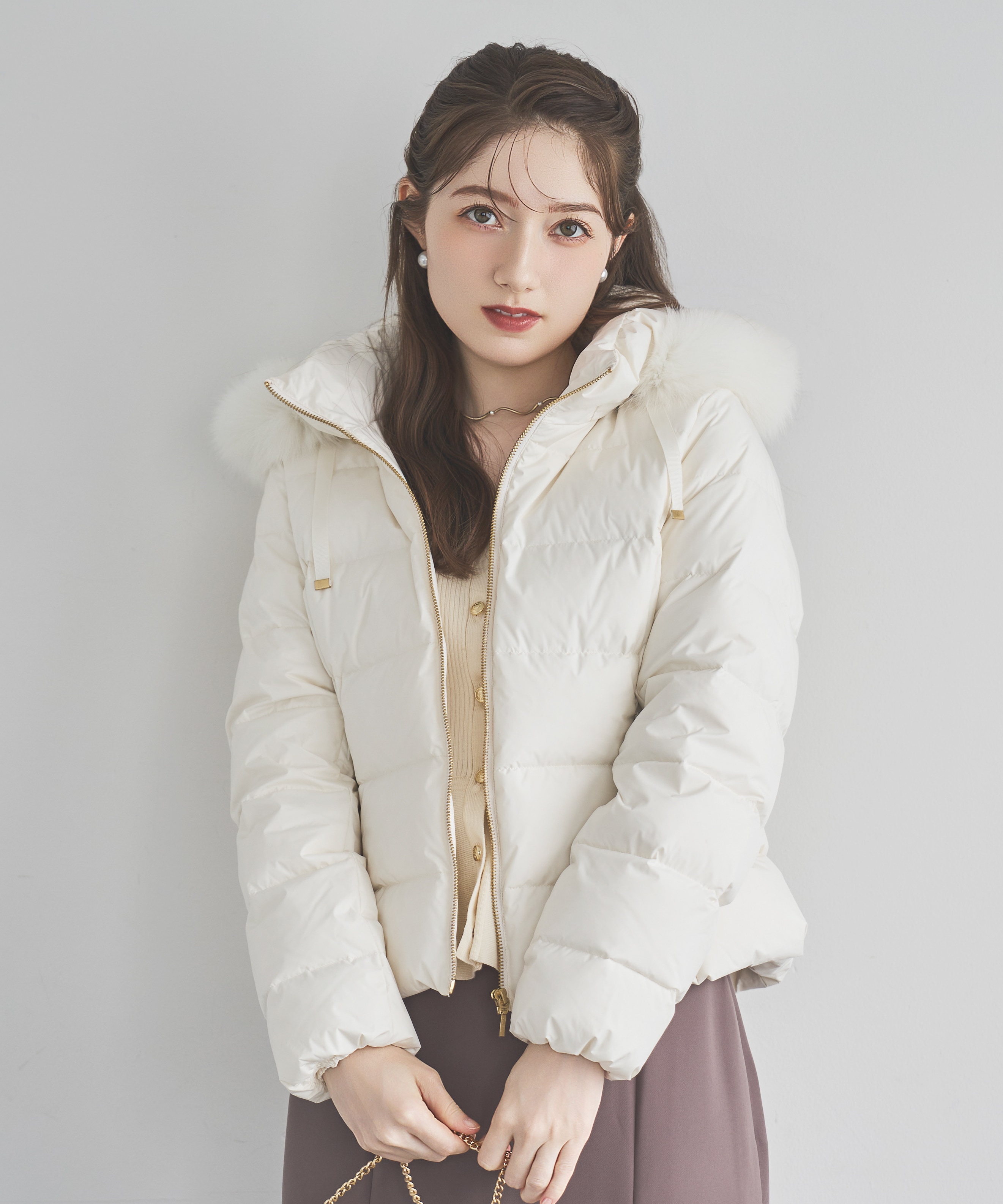 極美品♡Swingle FOXファー ダウン ホワイト フード付き ジャケット 極美品♡Swingle FOXファー ダウン ホワイト フード付き ジャケット