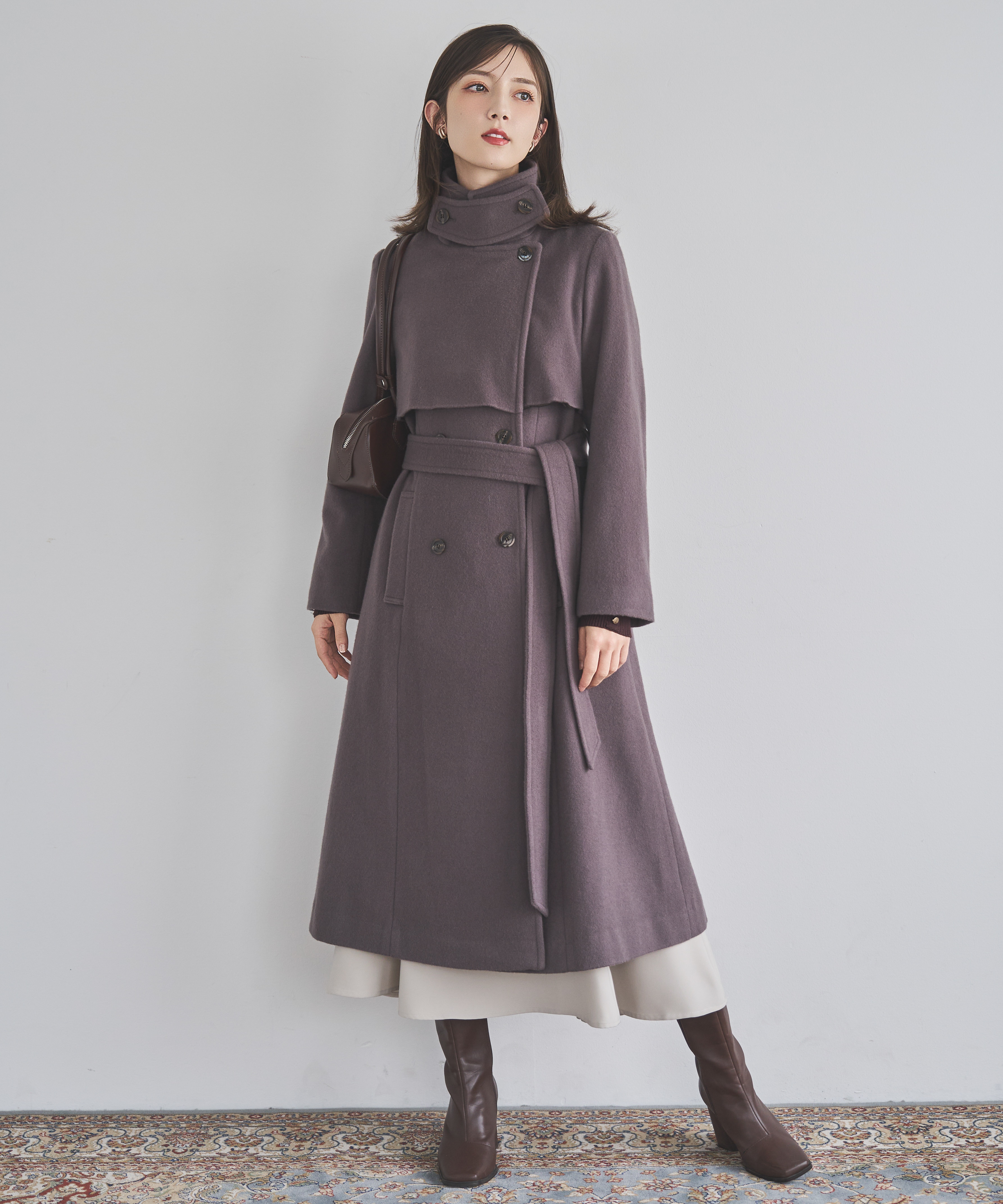 ウールスタンドカラーコート