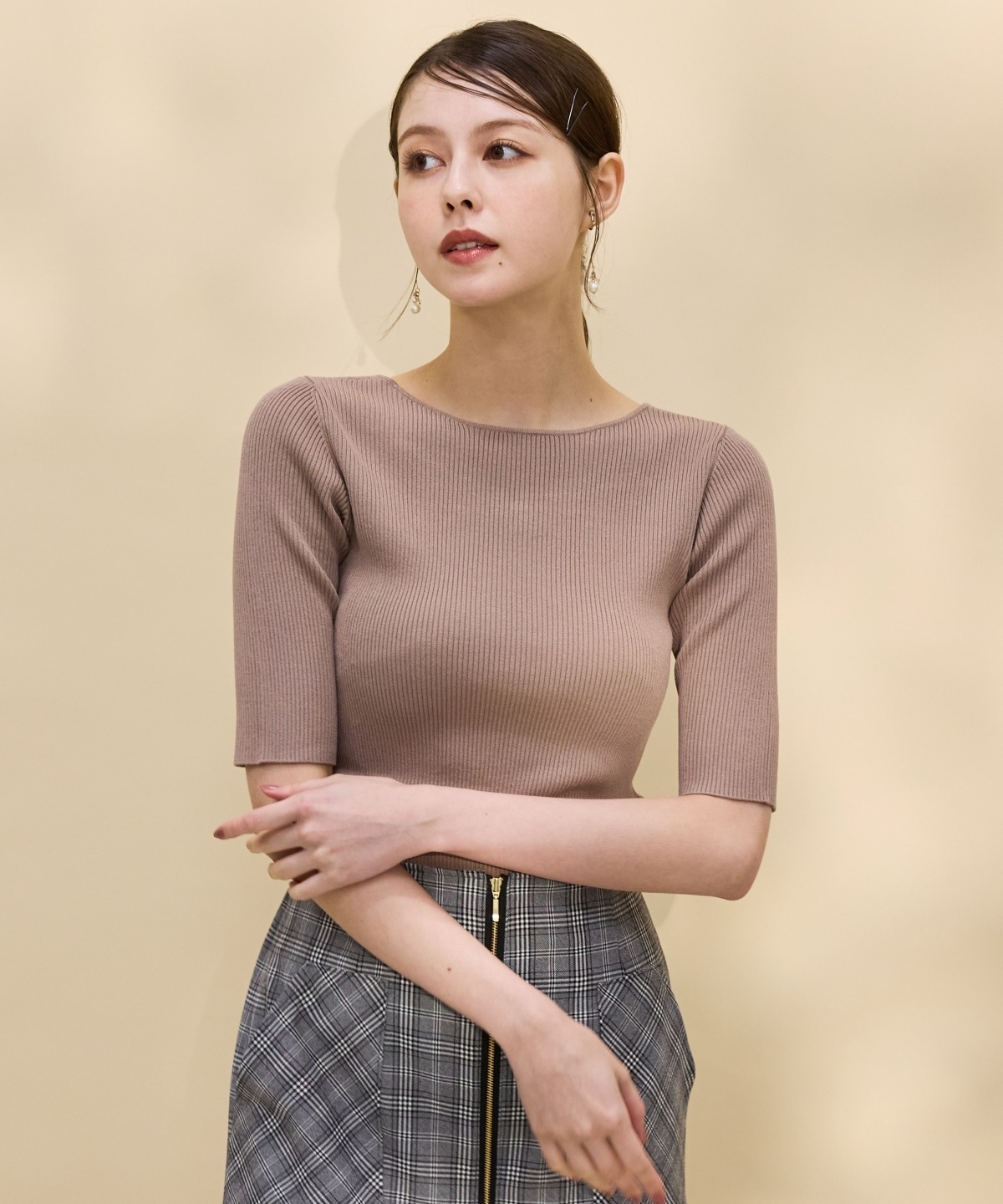 2WAYリボンリブニットプルオーバー