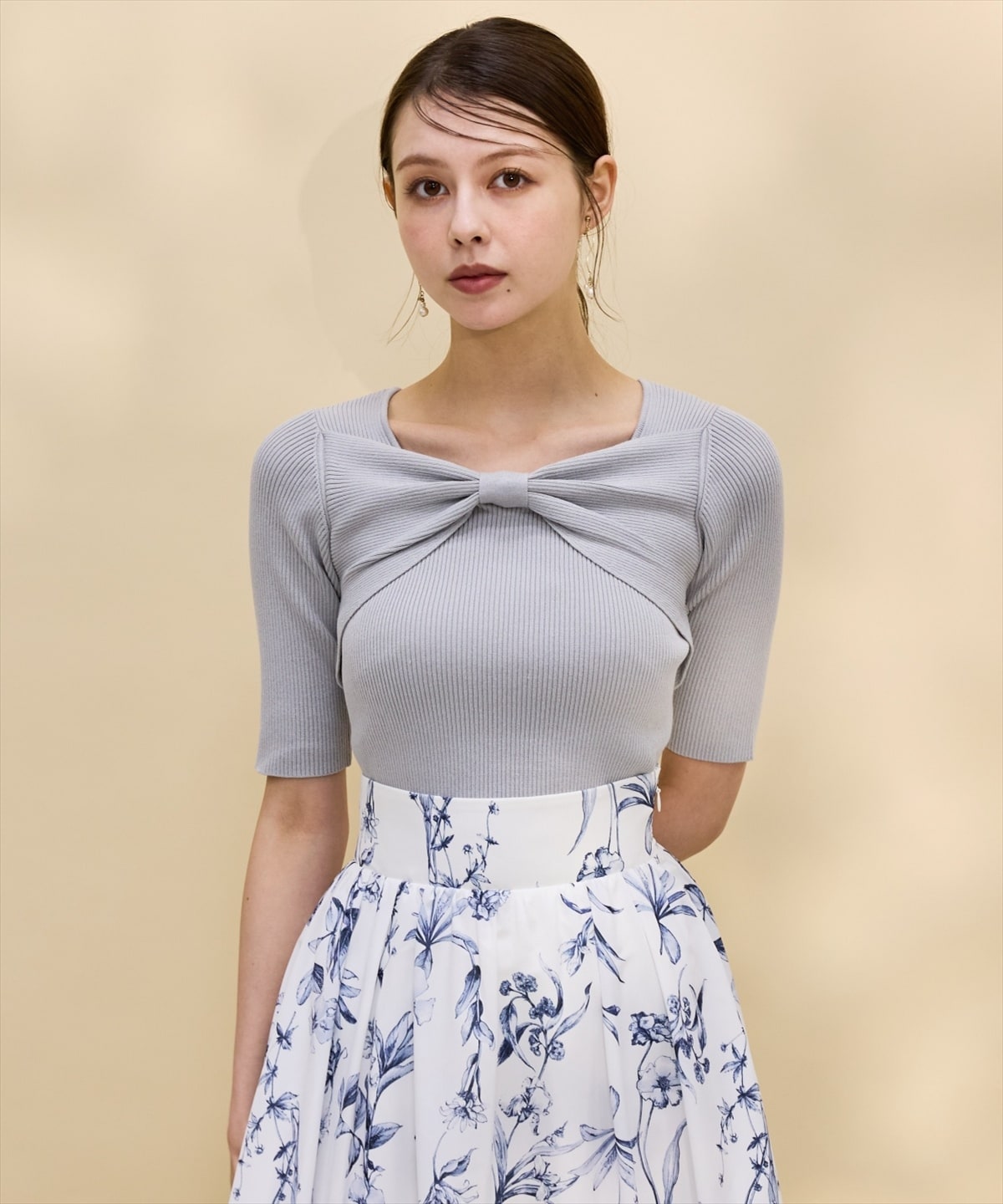 2WAYリボンリブニットプルオーバー