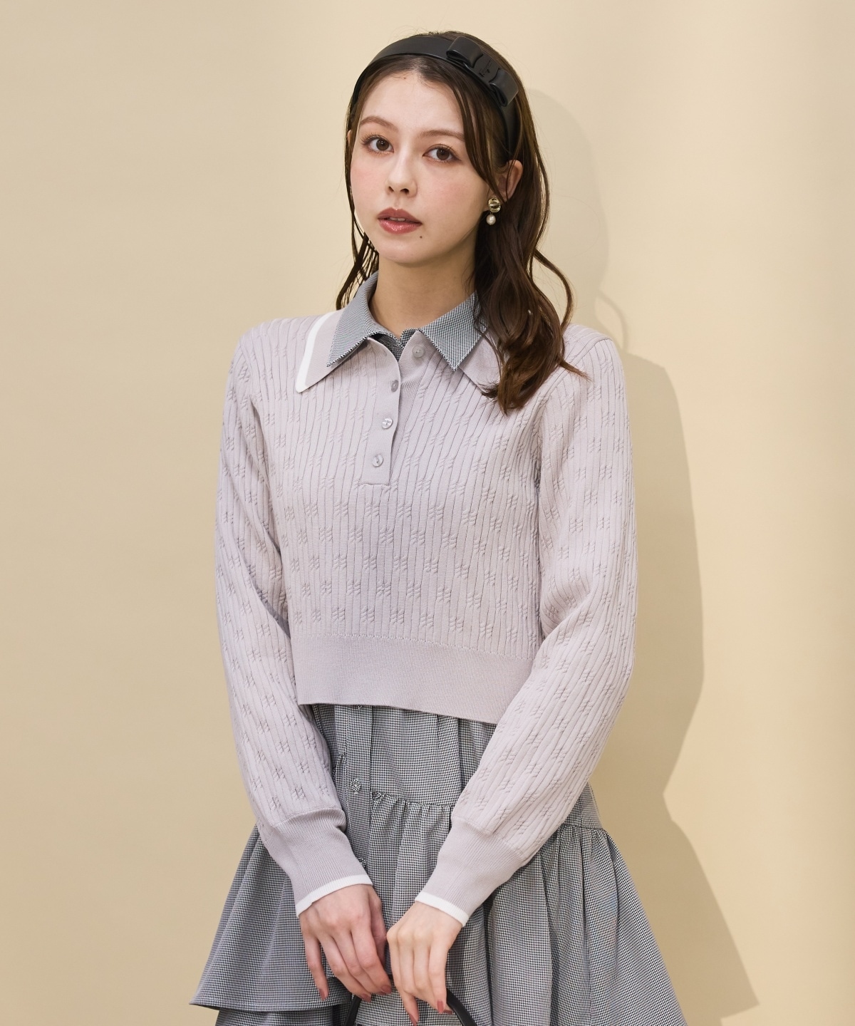 【再入荷】配色ポロニット