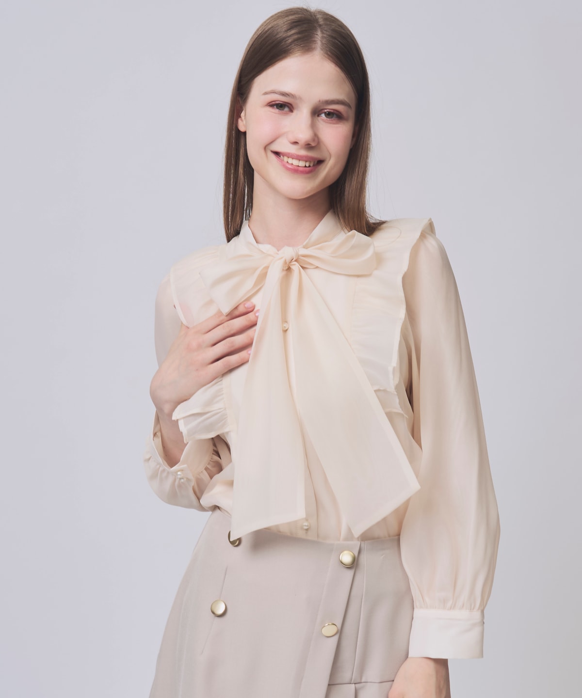 【2/20(Fri)発売】シアーBIGリボンタイブラウス