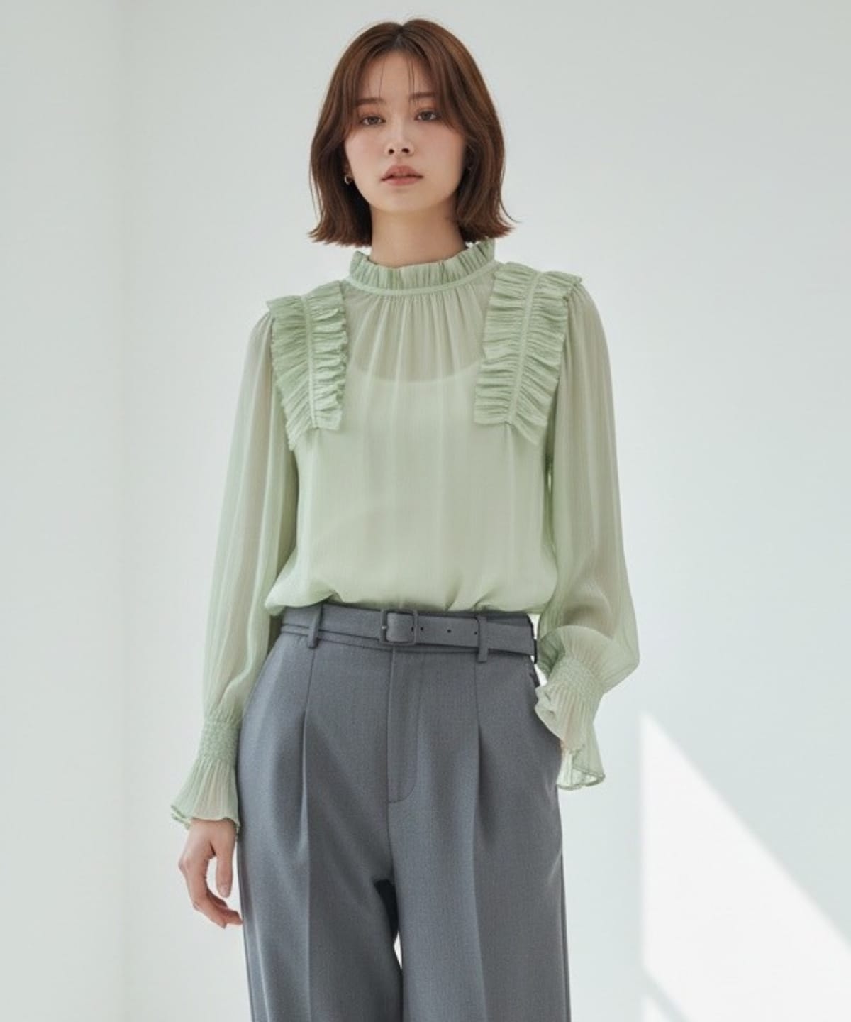 2WAYフリルシアーブラウス