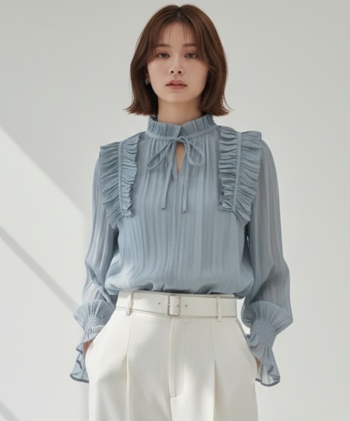 2WAYフリルシアーブラウス