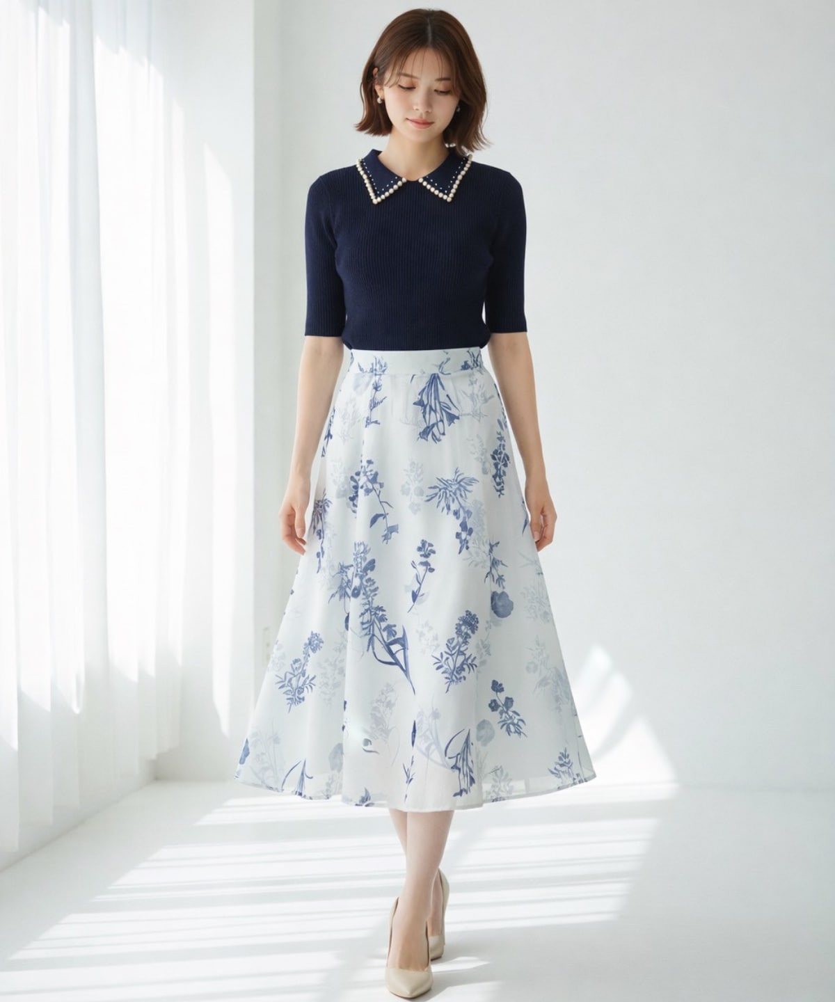 シアーボタニカルフラワースカート