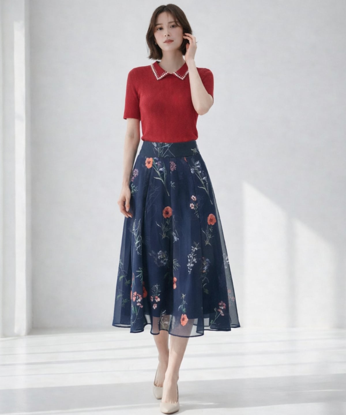 シアーボタニカルフラワースカート