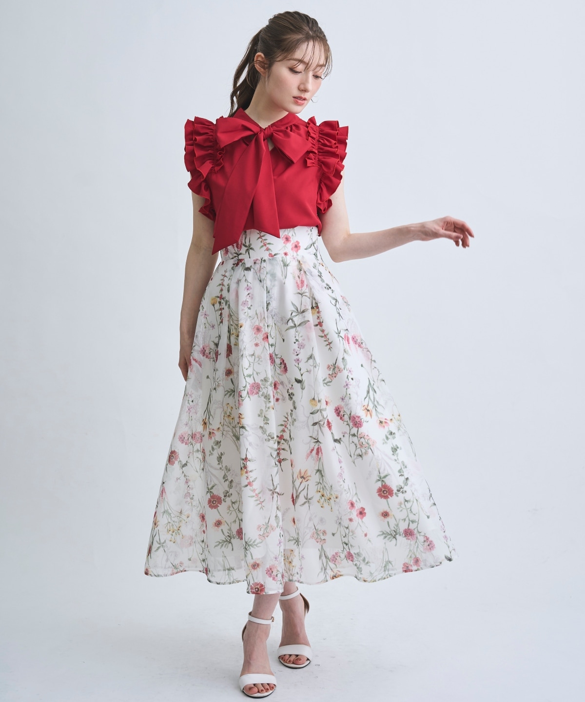 【4/10(Fri)発売】シアーグリーンフラワースカート