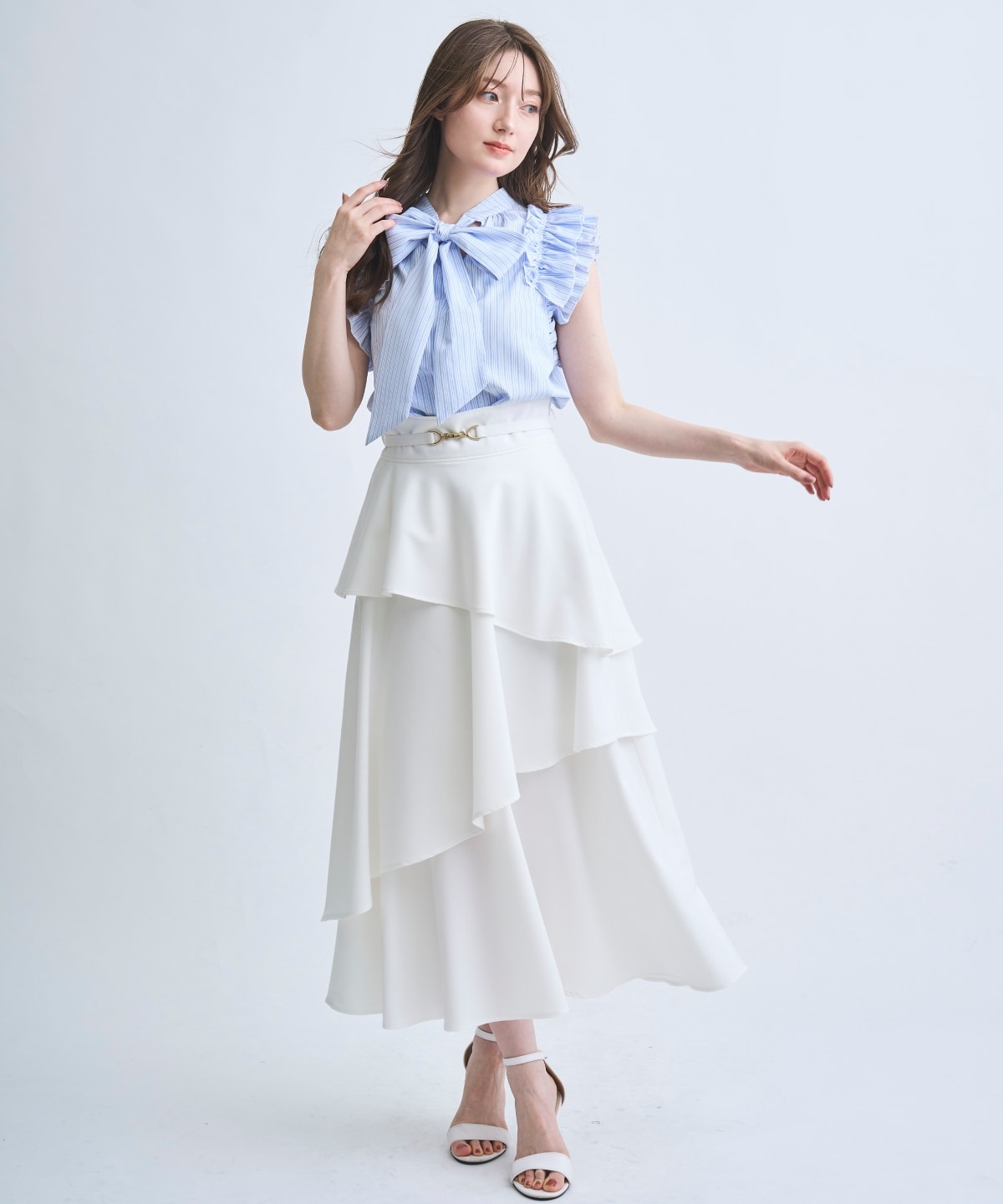 【4/3(Fri)発売】ベルト付きティアードスカート