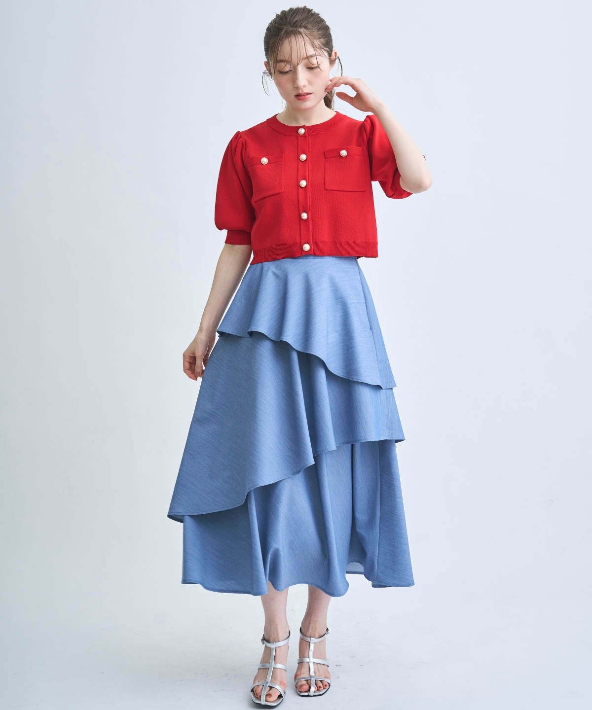 【4/3(Fri)発売】ベルト付きティアードスカート