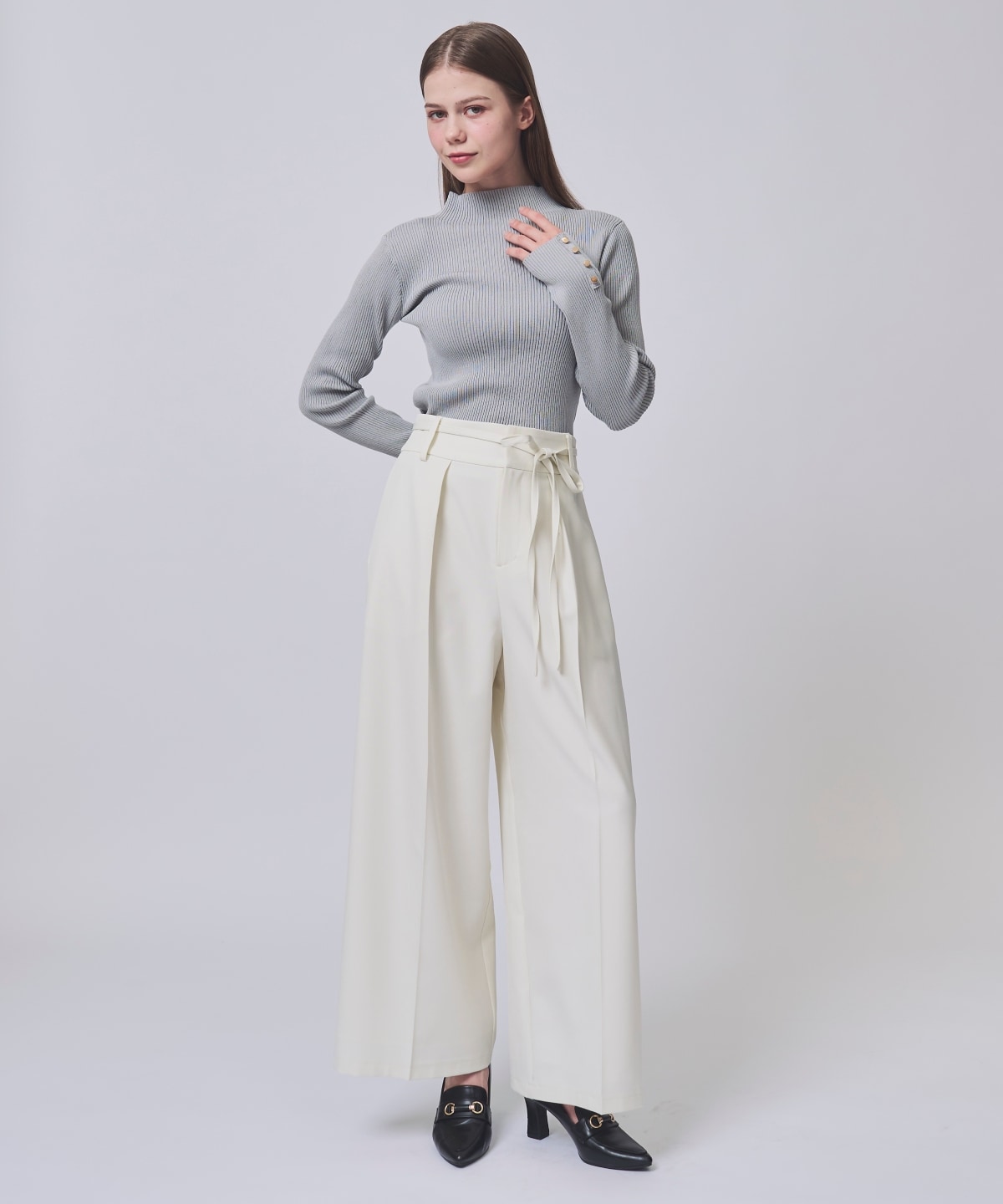 【2/27(Fri)発売】リボンベルトタックフレアワイドパンツ