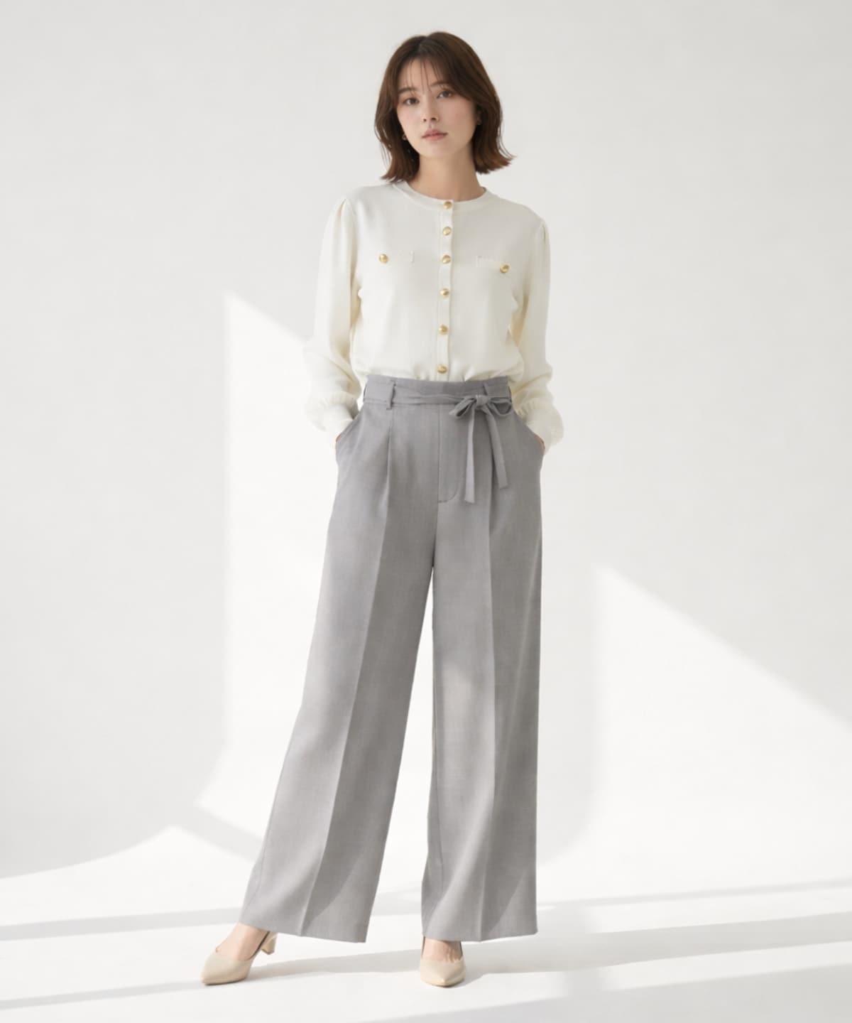 【2/27(Fri)発売】リボンベルトタックフレアワイドパンツ