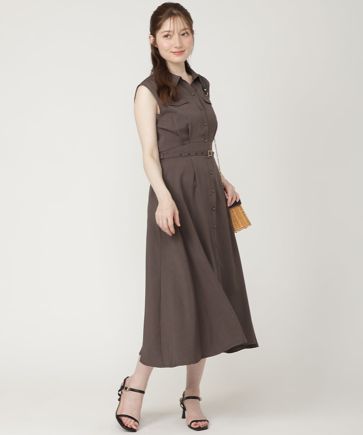 【6/11発売】キーネックノースリシャツワンピース