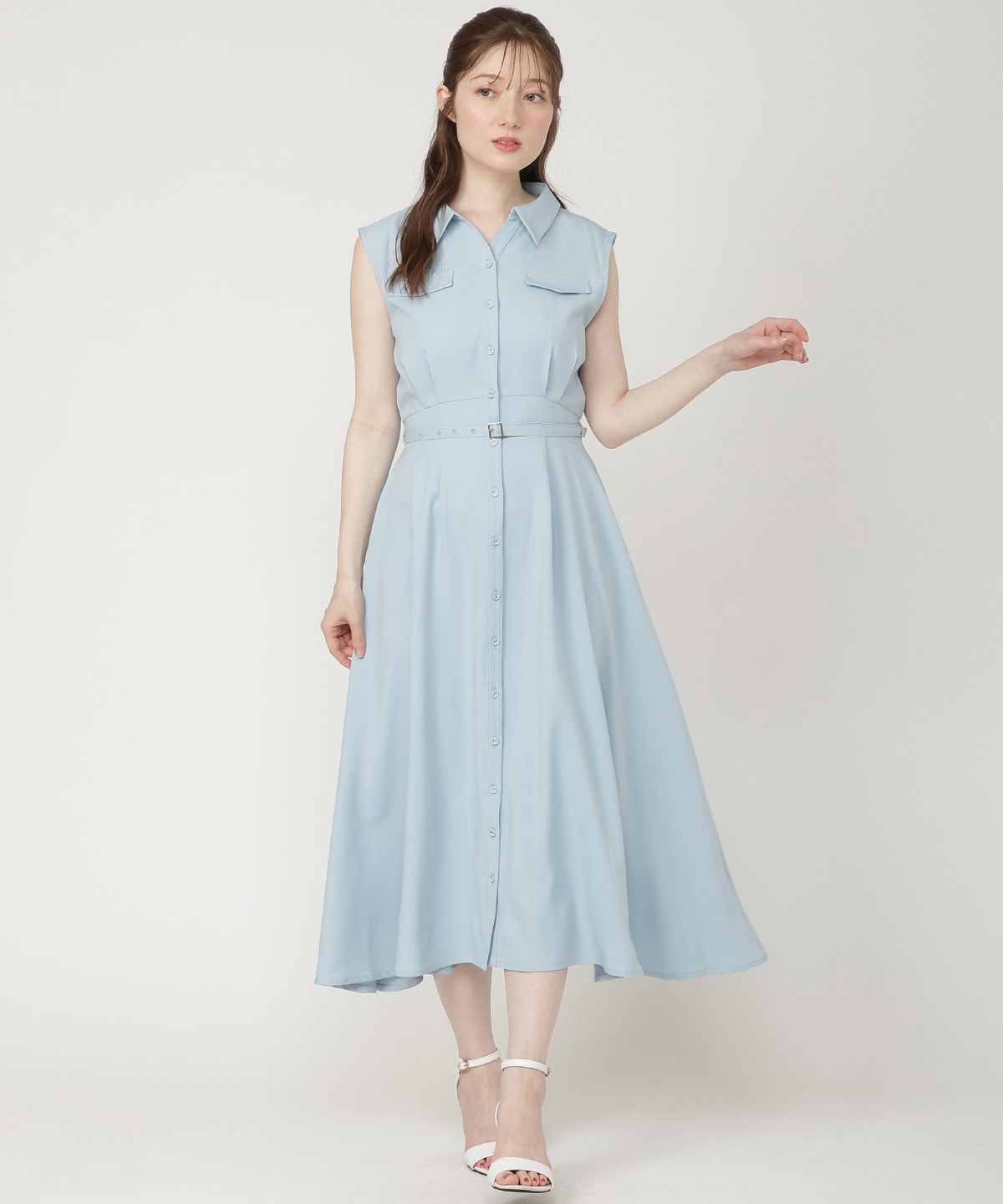 【6/11発売】キーネックノースリシャツワンピース