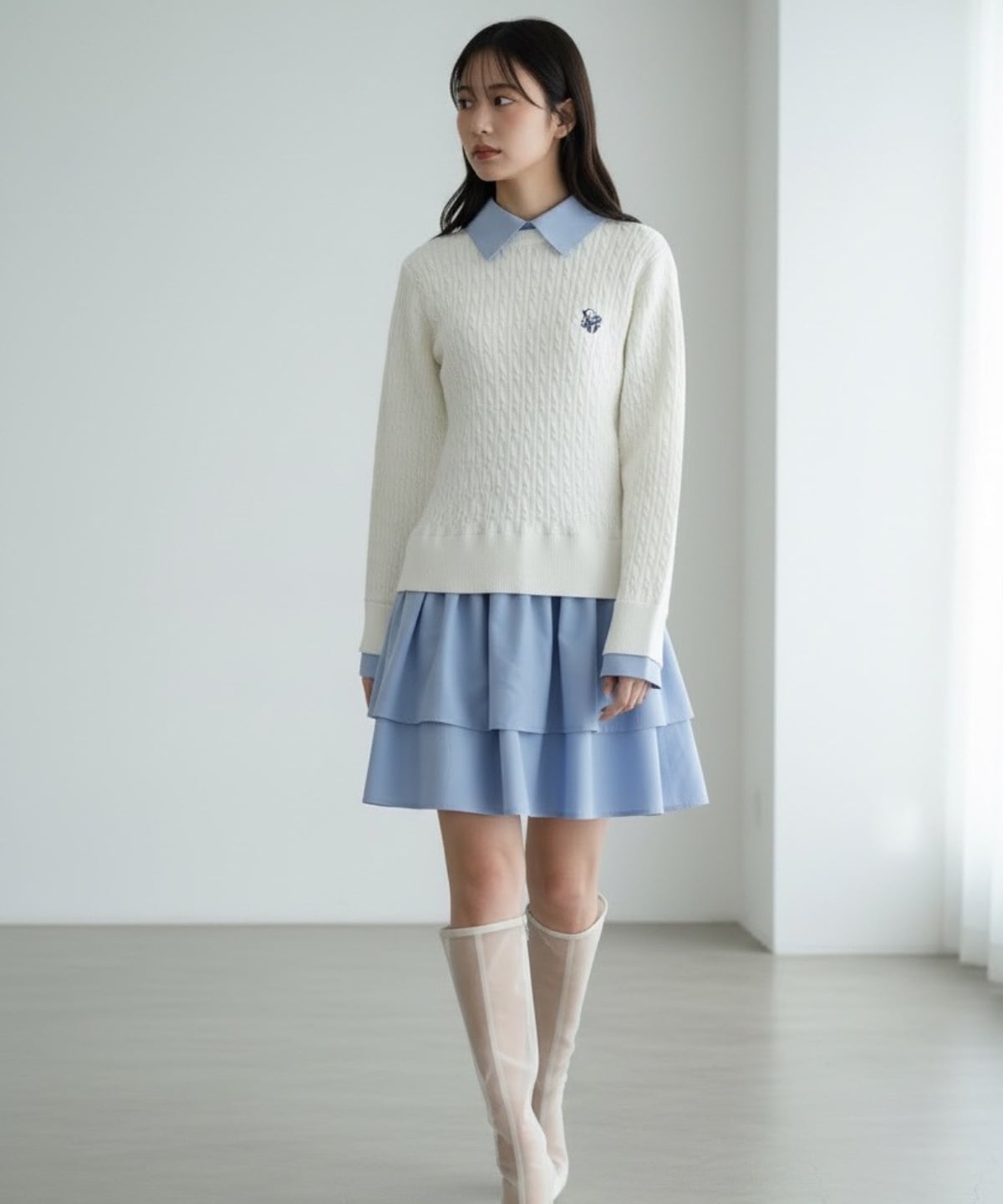 【2/20(Fri)発売】ケーブルニットレイヤードワンピース