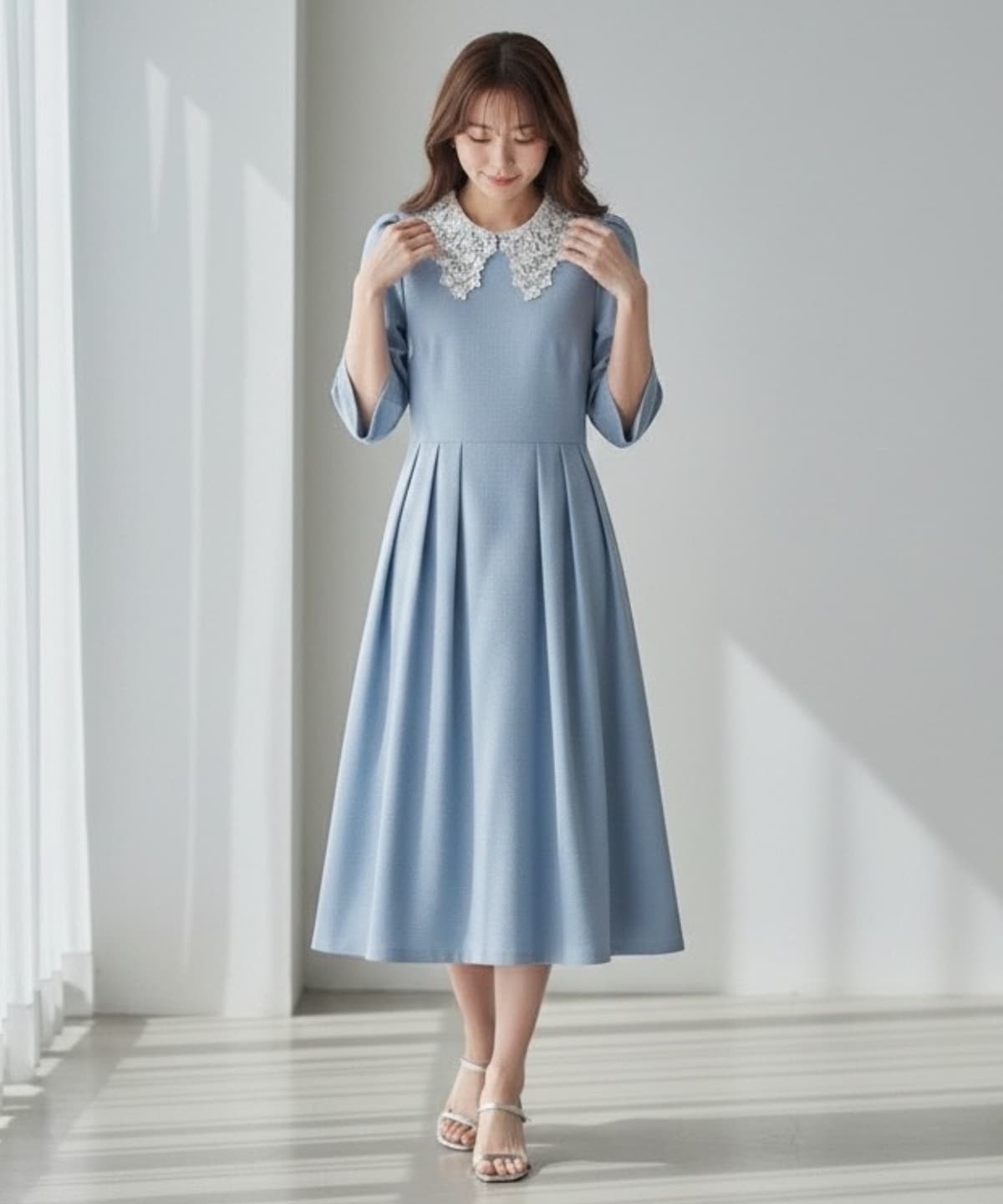 【2/27(Fri)発売】ラメツイードレース襟ワンピース