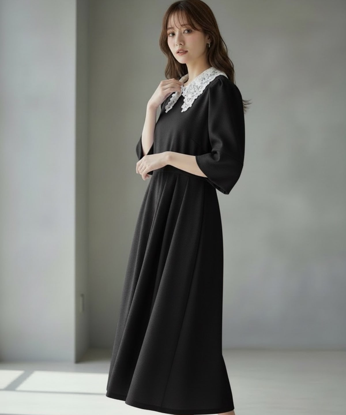 【2/27(Fri)発売】ラメツイードレース襟ワンピース