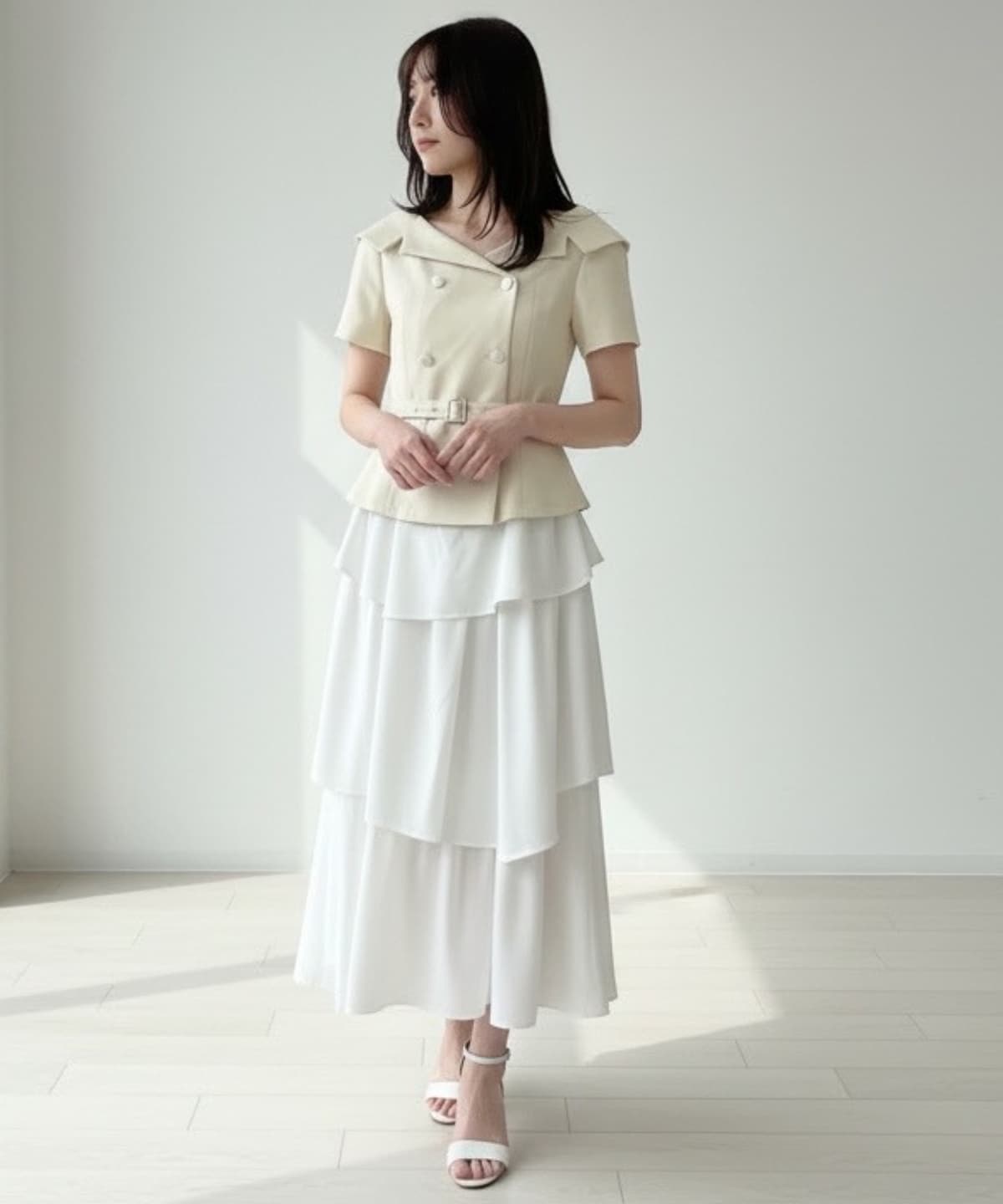 オフショルジャケットドッキングワンピース