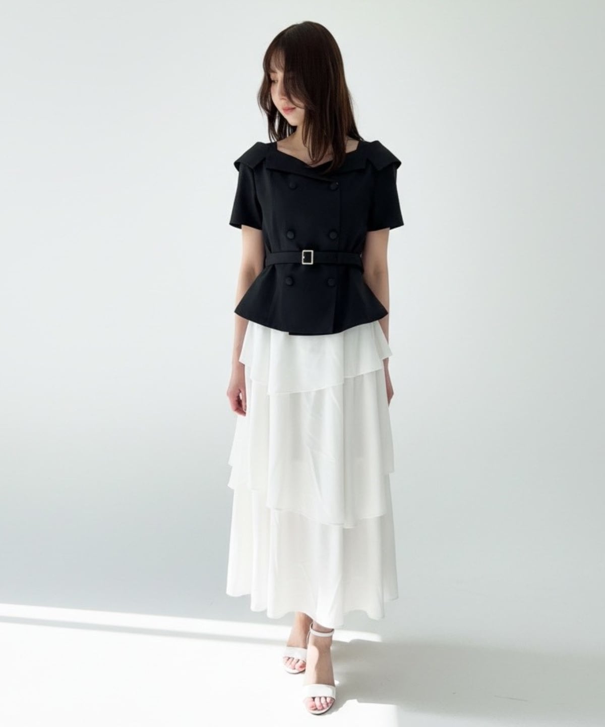 オフショルジャケットドッキングワンピース