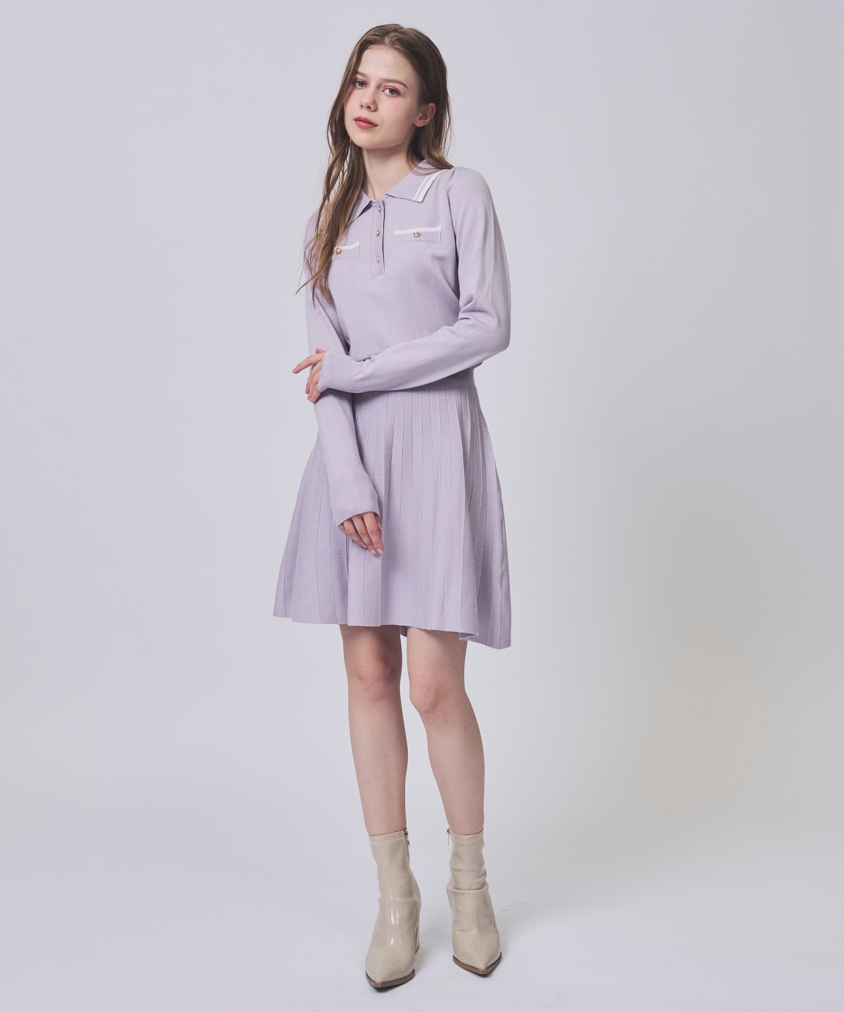 【1/23(Fri)発売】配色ポロニットミニワンピース