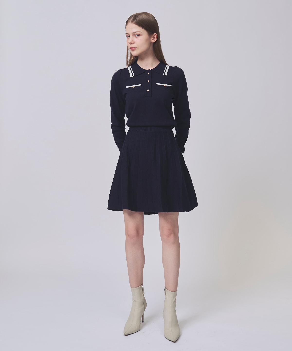 【1/23(Fri)発売】配色ポロニットミニワンピース