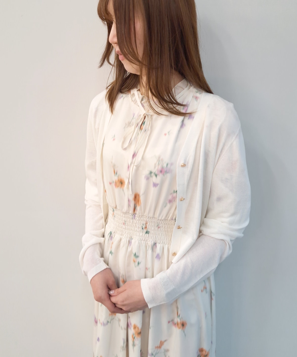 【5/1(Fri)発売】金ボタンVネックシア―カーディガン