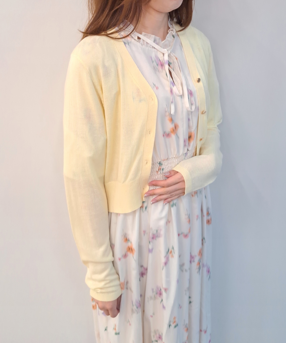 【5/1(Fri)発売】金ボタンVネックシア―カーディガン