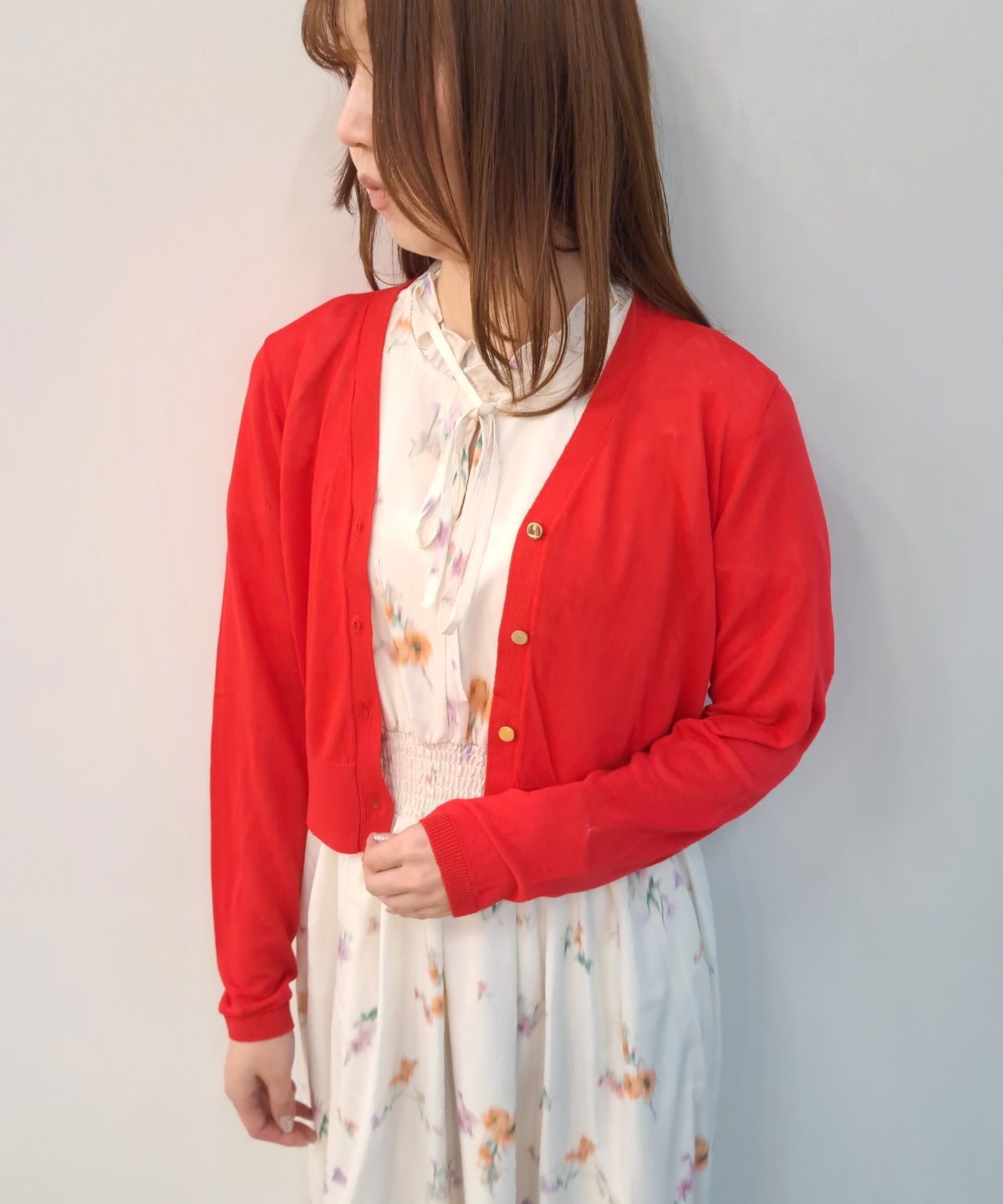 【5/1(Fri)発売】金ボタンVネックシア―カーディガン