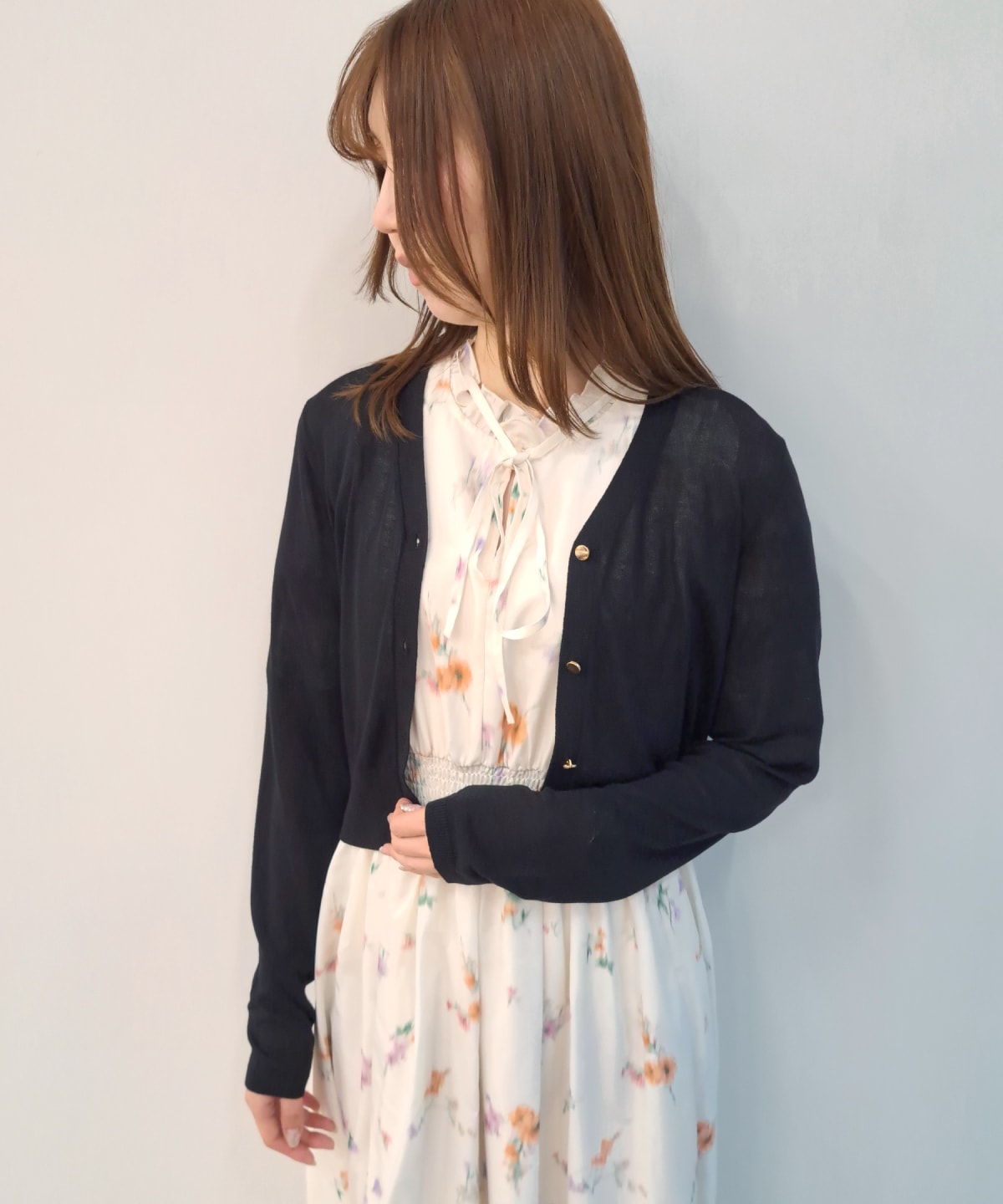【5/1(Fri)発売】金ボタンVネックシア―カーディガン
