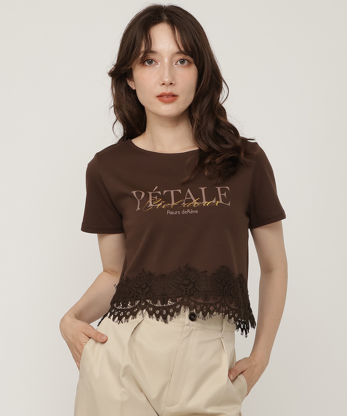 すそレースロゴプリントTシャツ