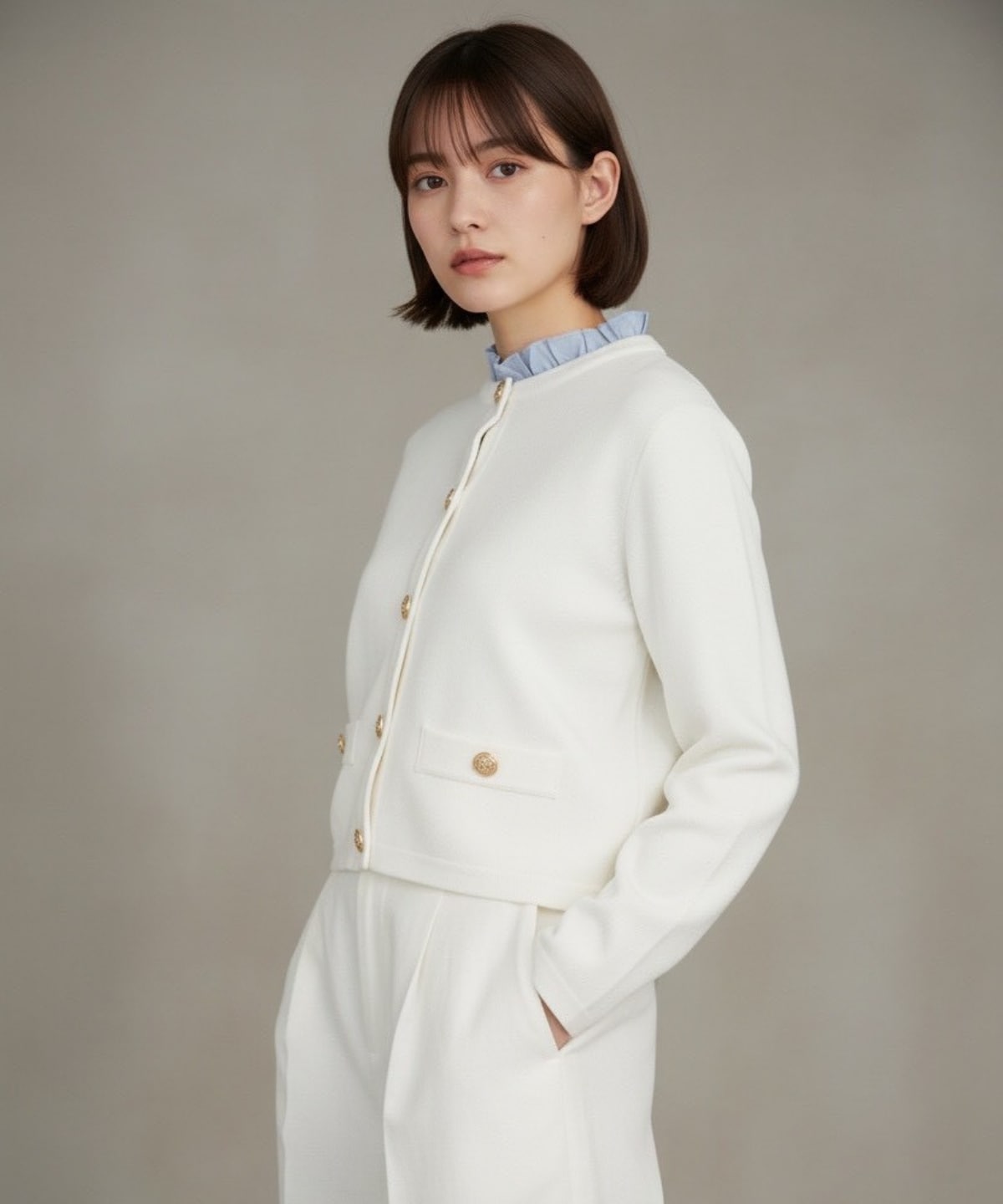 【2/21(Sat)発売】エンブレムボタンニットジャケットカーディガン