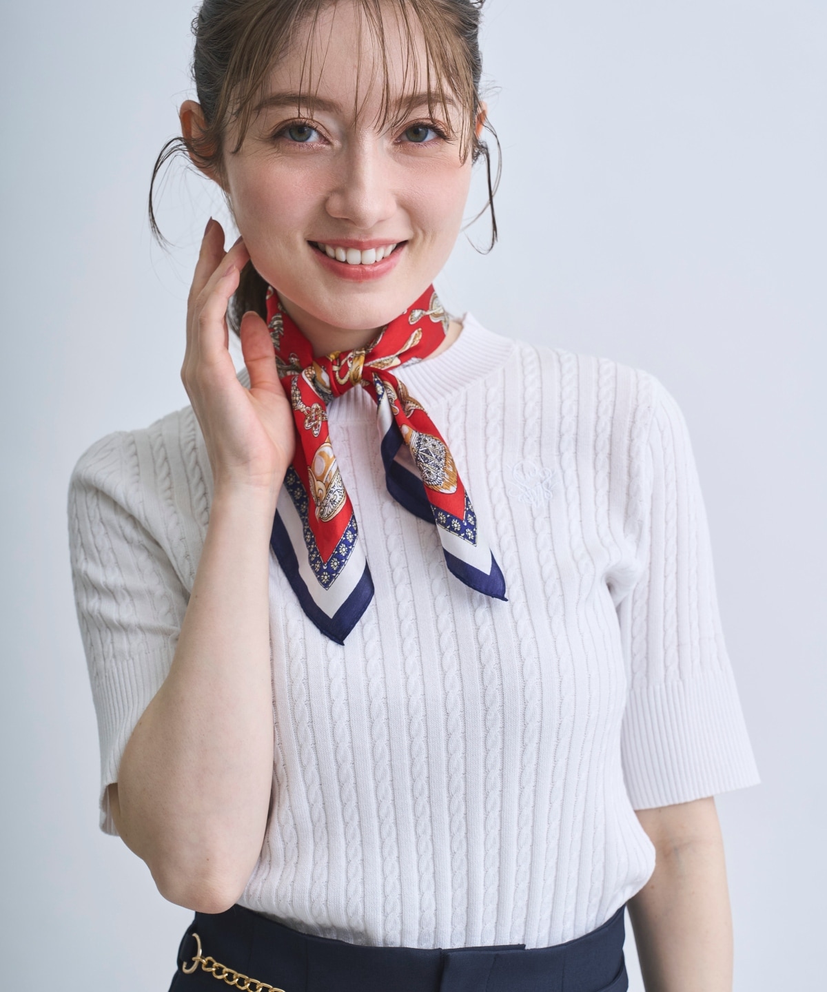 【4/10(Fri)発売】刺しゅう入りケーブニットプルオーバー