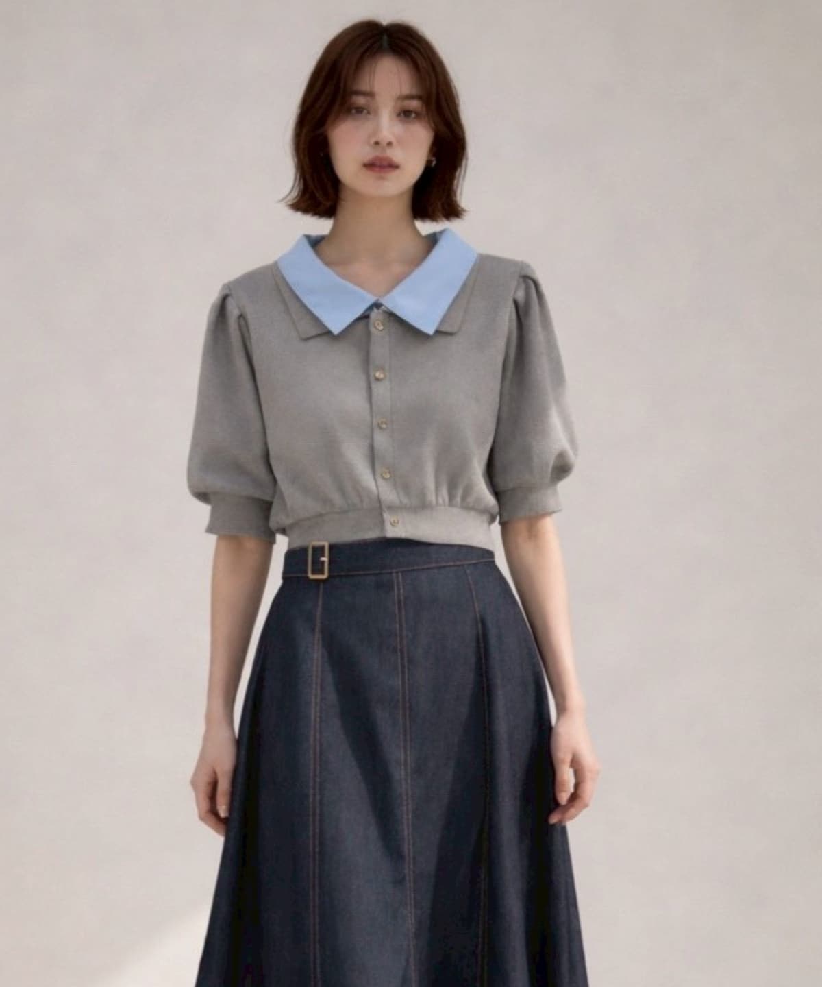 シャツレイヤードニットプルオーバー