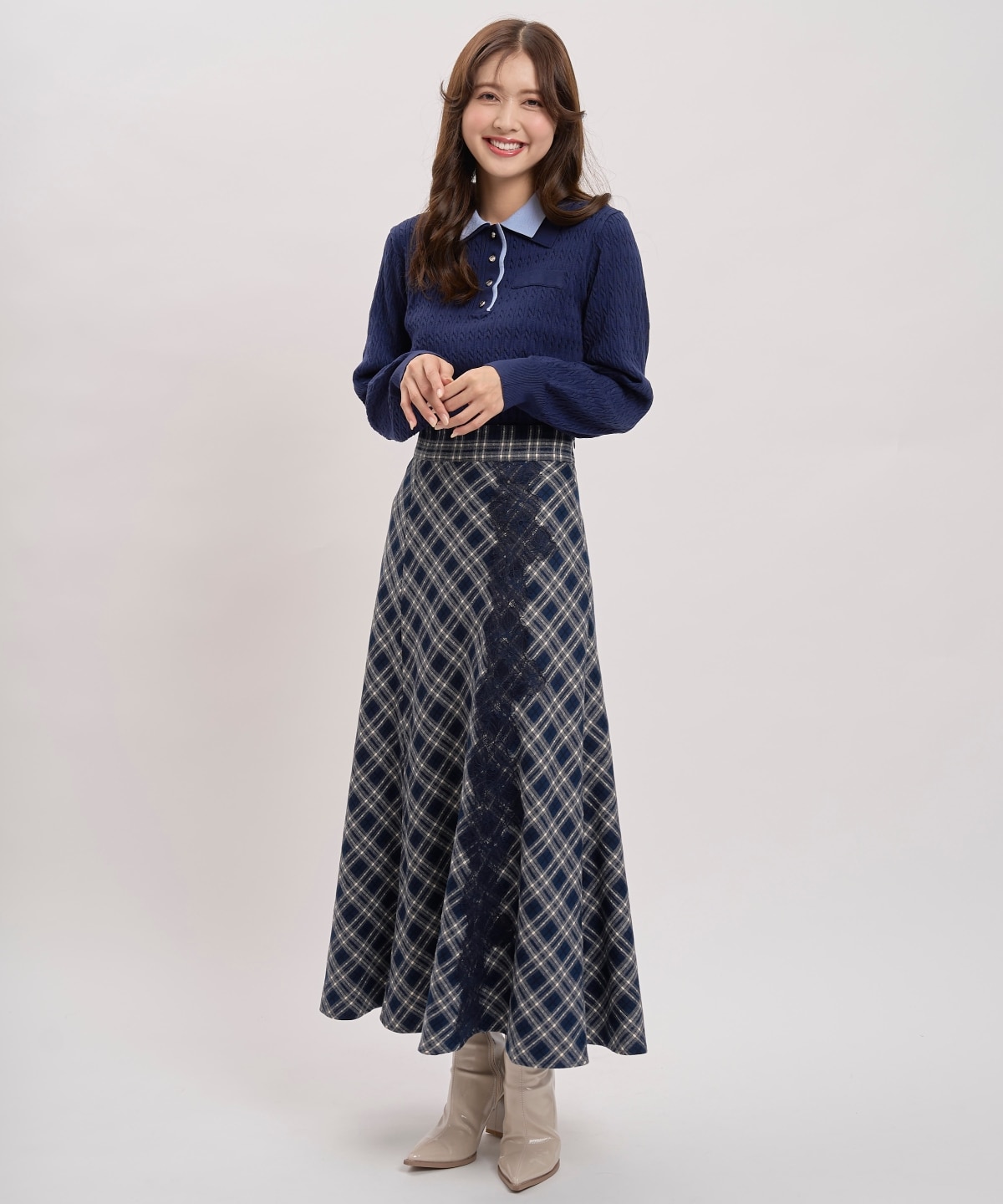 レースチェックマーメイドスカート