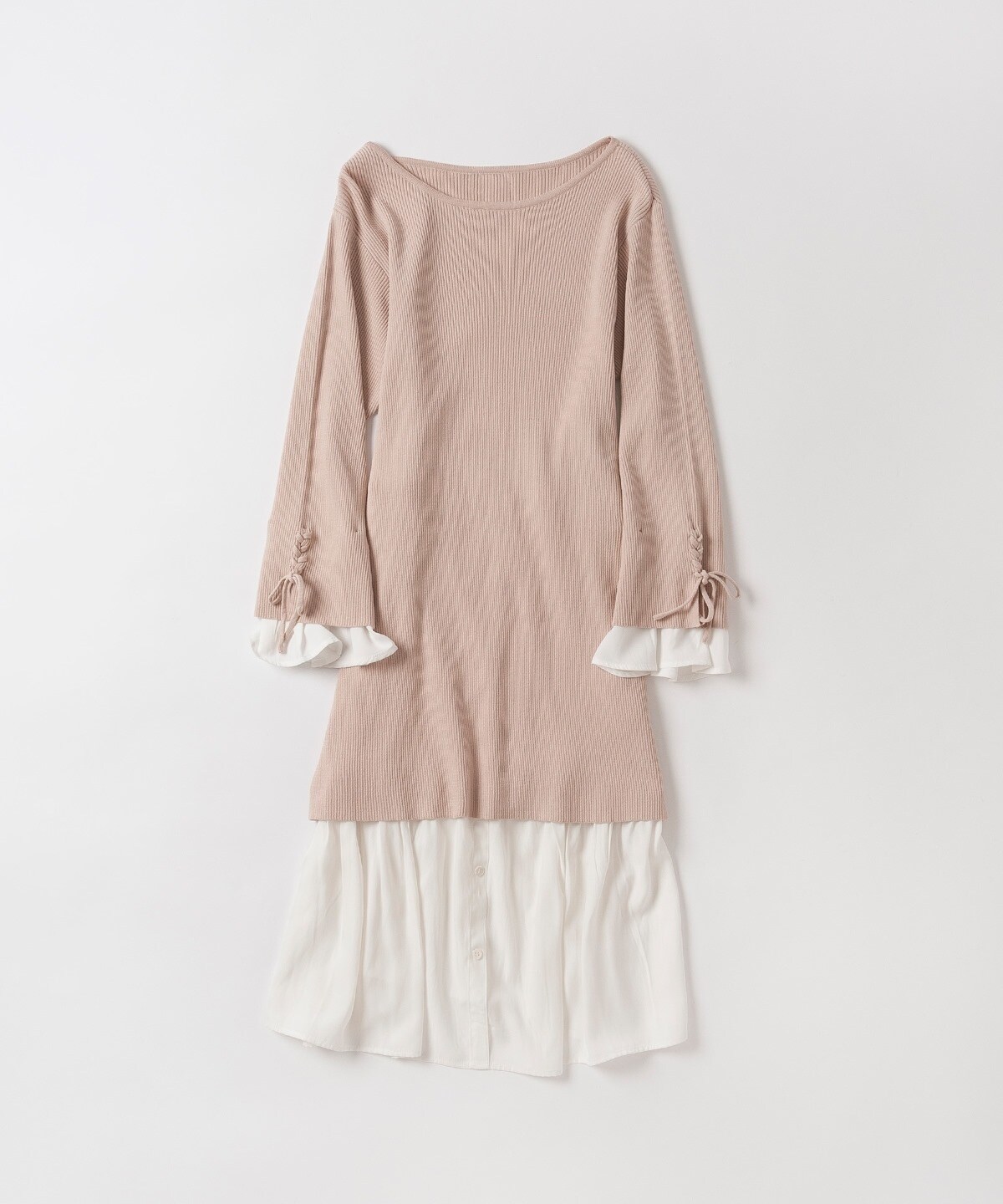 シャツレイヤードニットワンピース M ベージュ Willselection 公式オンラインショップ バーンデストローズ