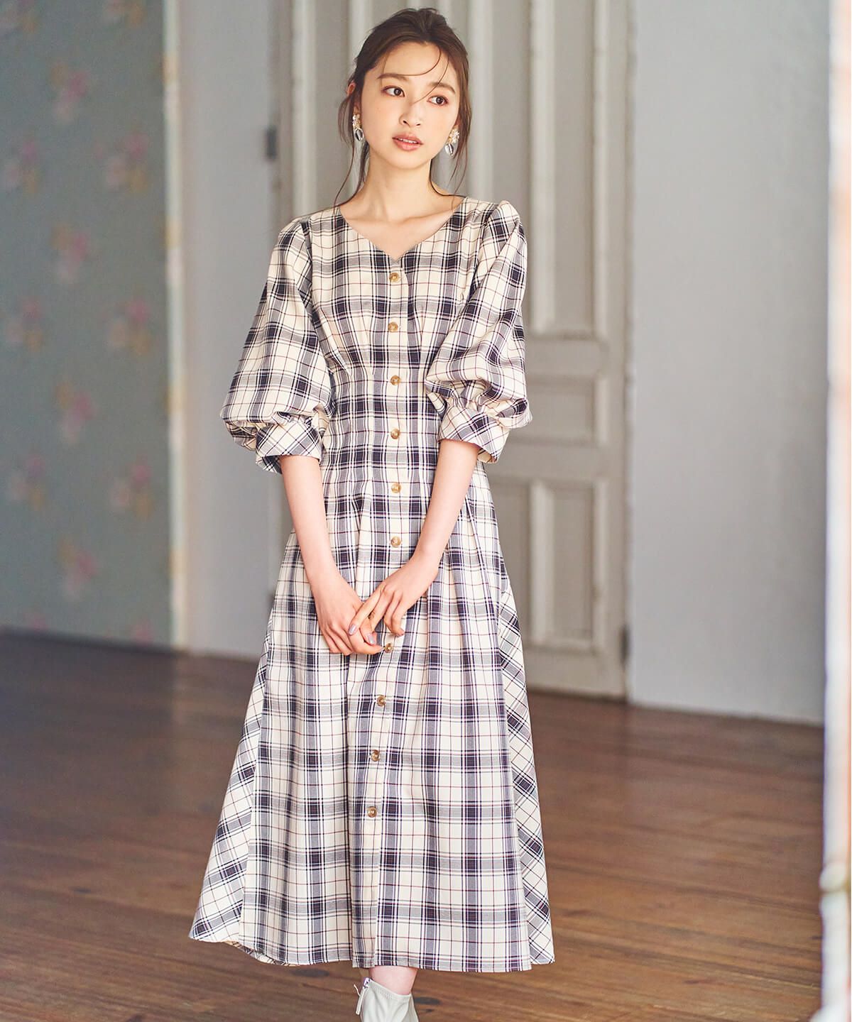 ビッグチェックシャツワンピース M ライトベージュ Willselection 公式オンラインショップ バーンデストローズ