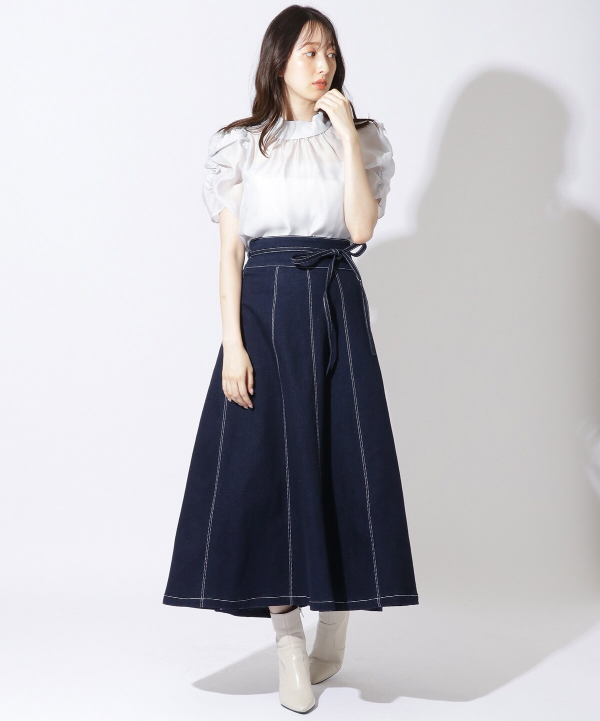 デニムフレアスカート M ネイビー Willselection 公式オンラインショップ バーンデストローズ