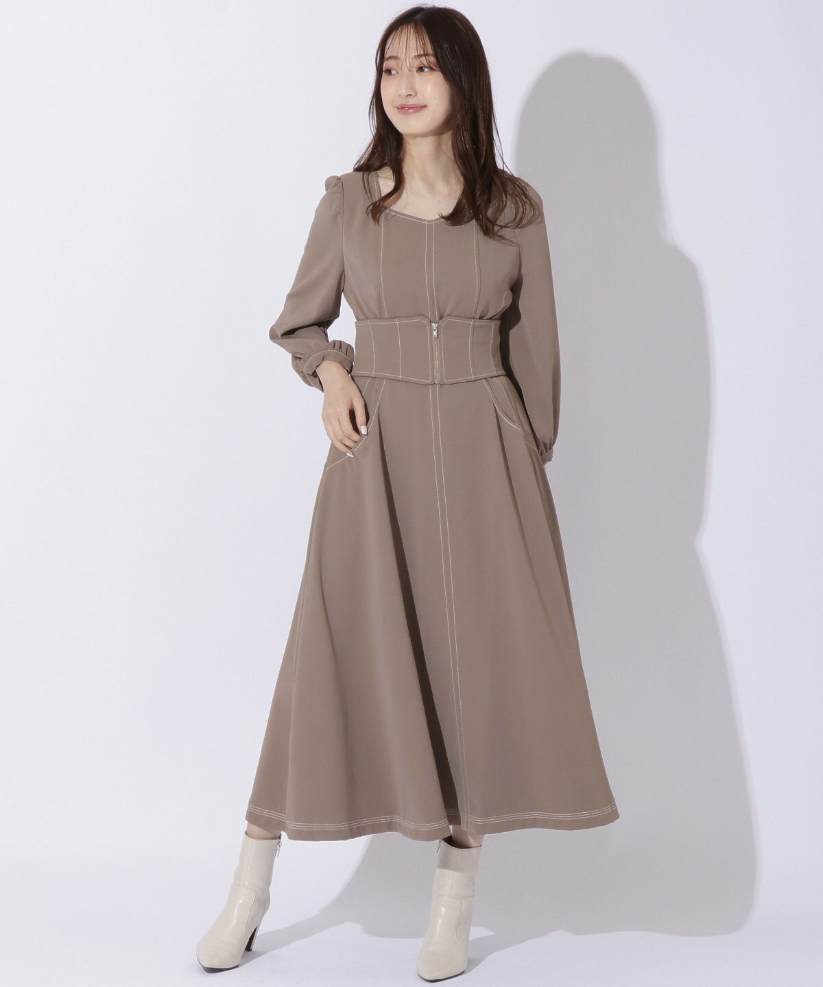 コルセットワンピース M モカ Willselection 公式オンラインショップ バーンデストローズ