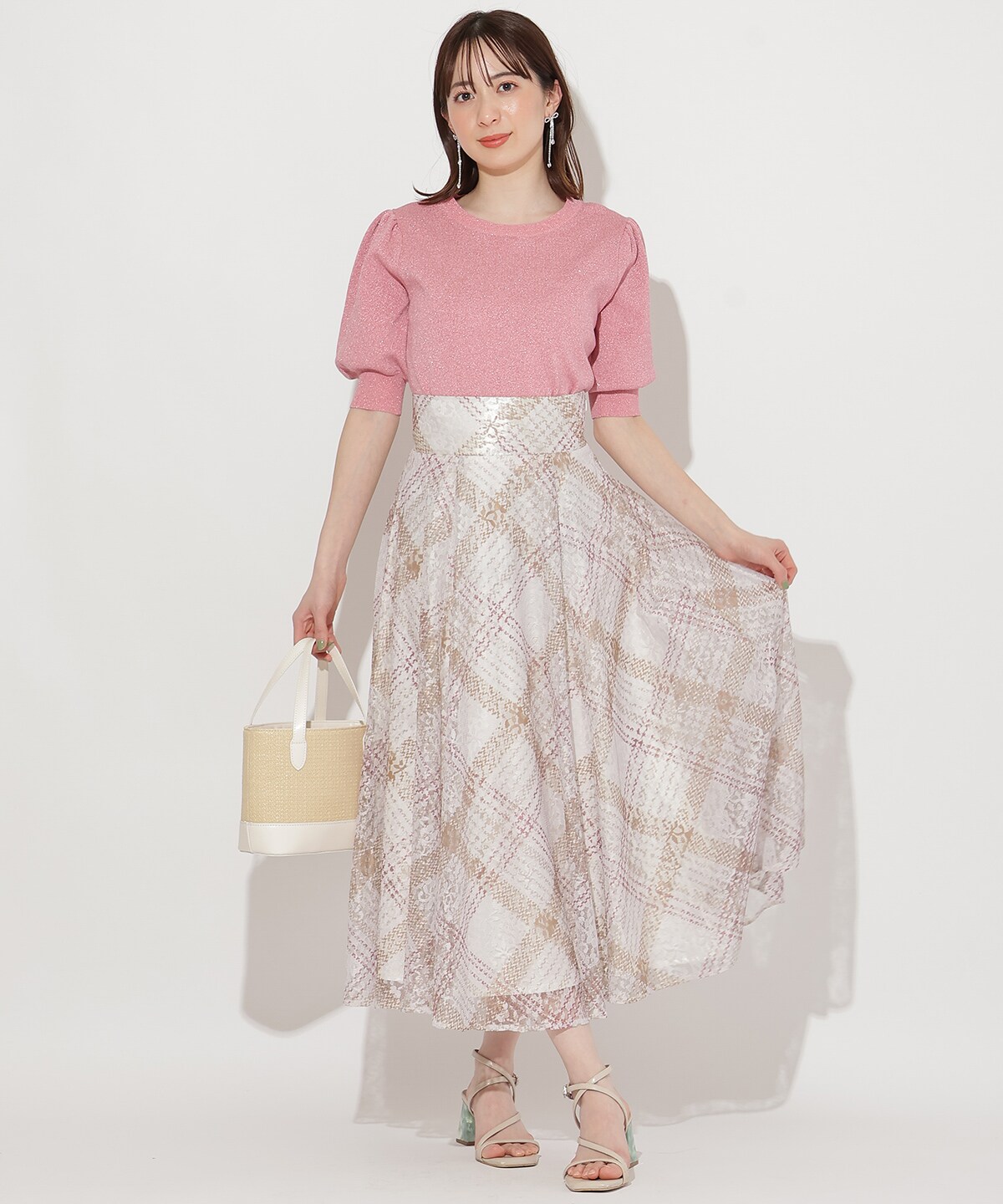 レースチェックフレアスカート(F ベージュ): WILLSELECTION｜公式  