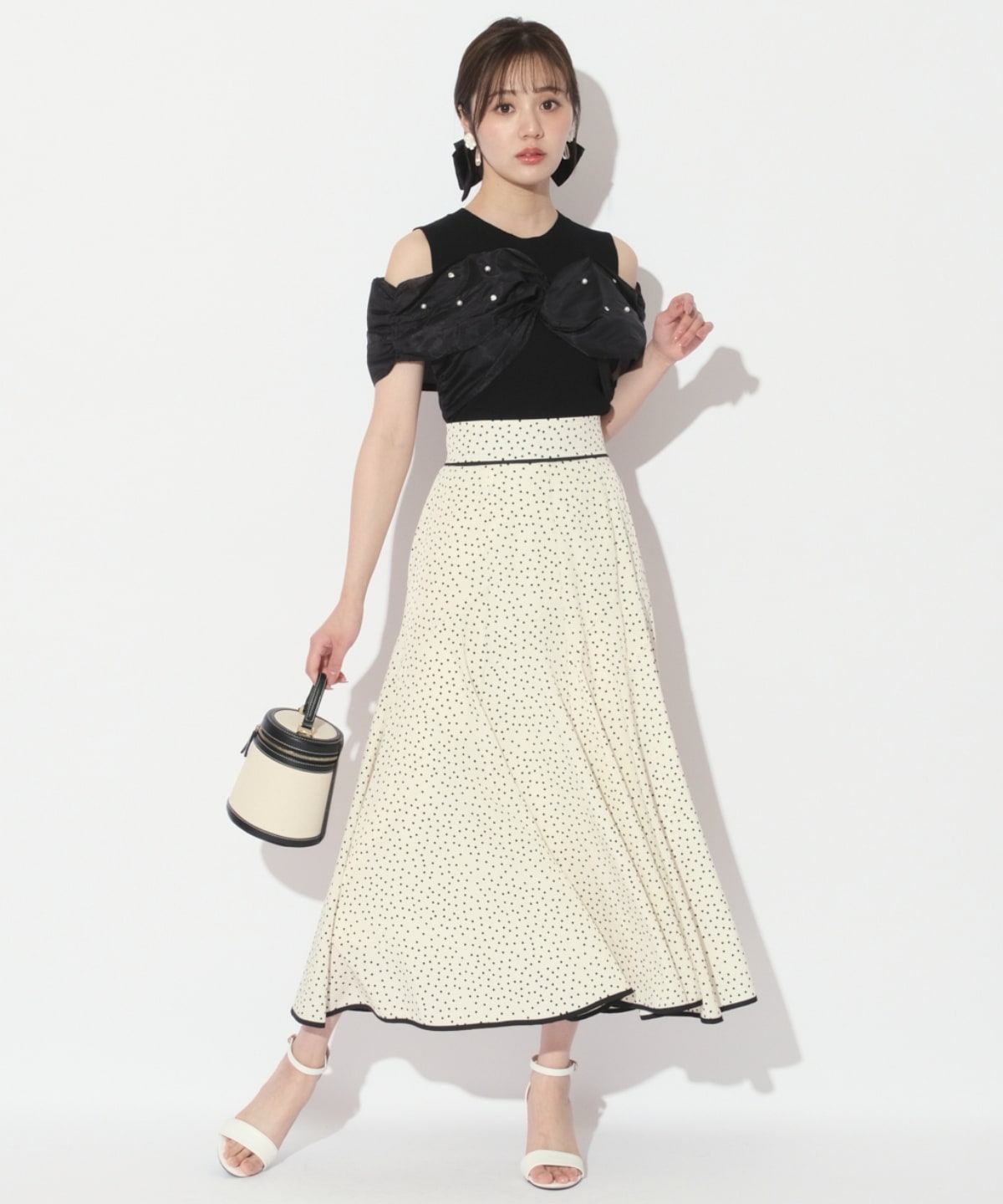 【WILLSELECTION】バックスピンドルドットフレアスカート