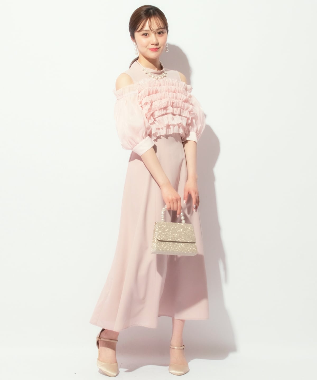 オフショル袖ボリュームドレス