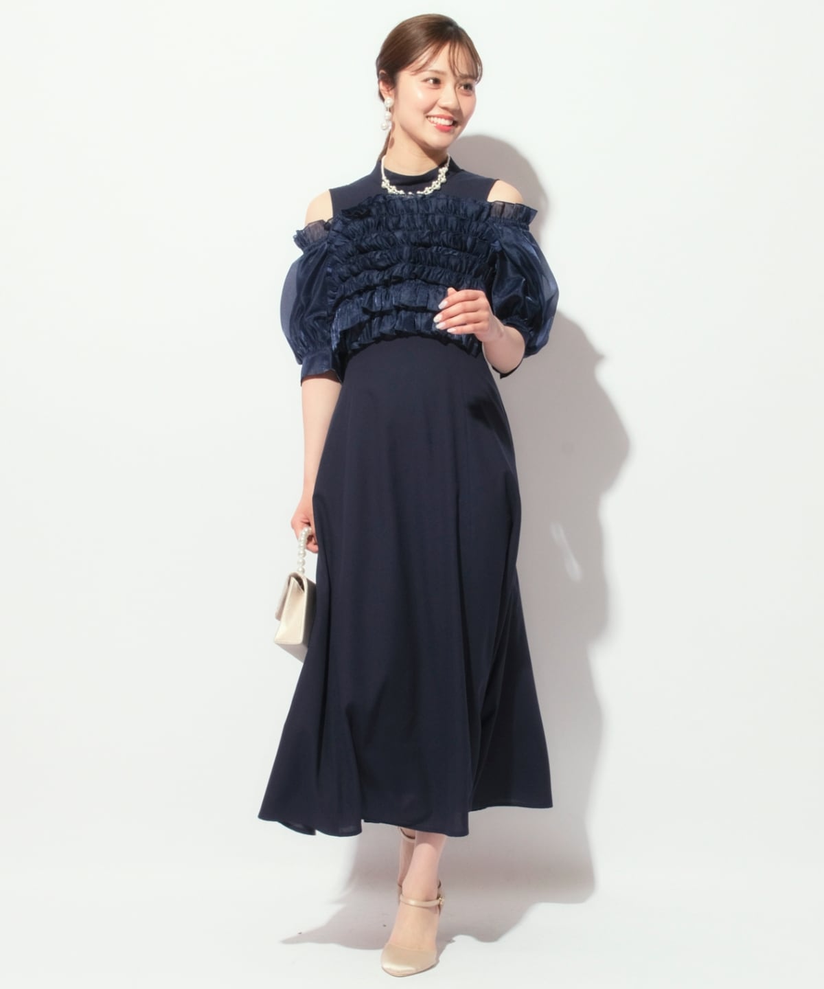 オフショル袖ボリュームドレス