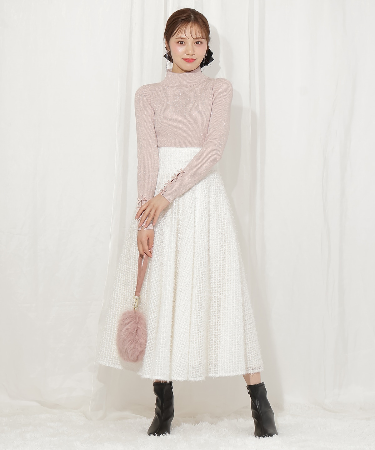 フリンジチェックフレアスカート