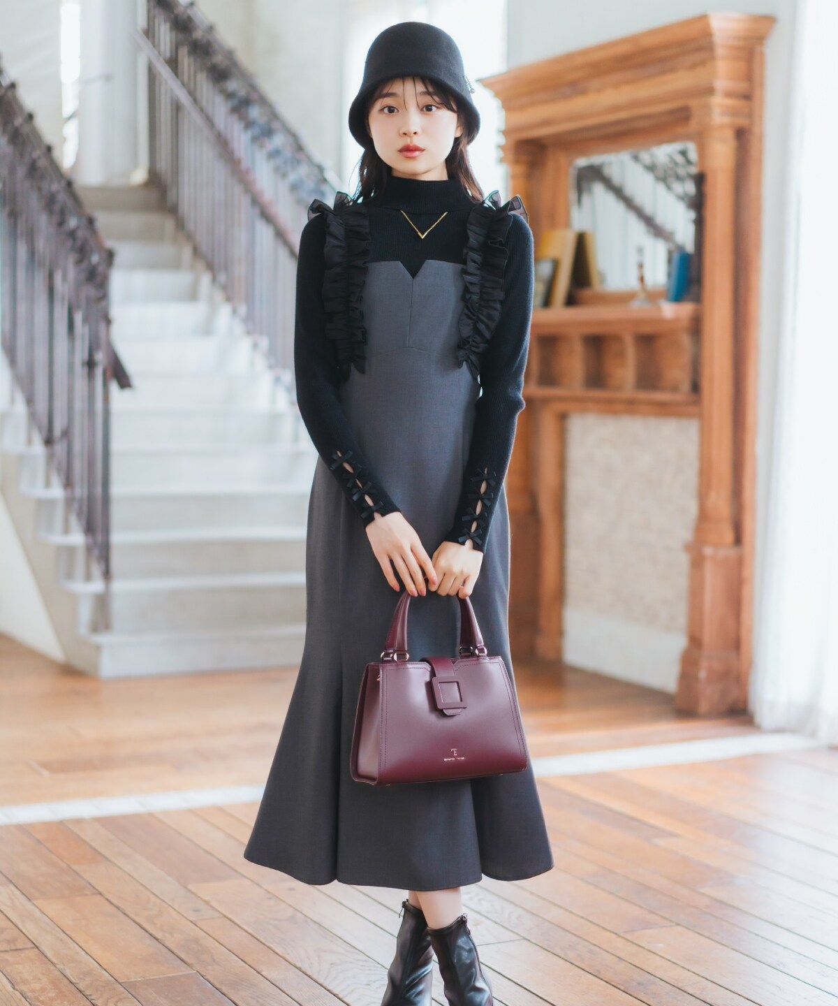 【WILLSELECTION】フリルショルダーマーメイドワンピース