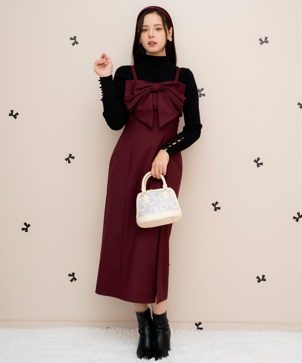 ドレープリボンIラインワンピース